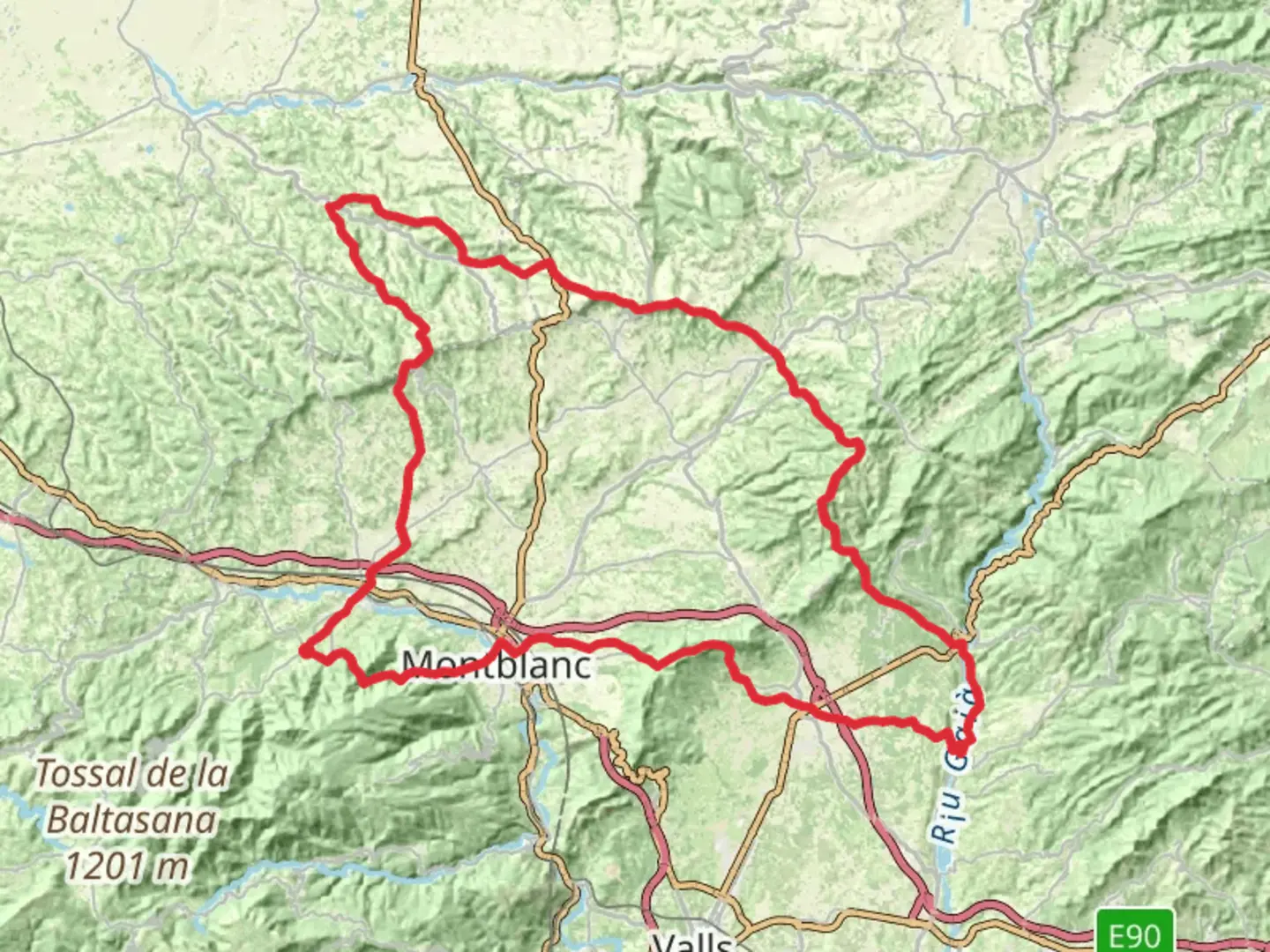 An image depicting the trail GR 175 Ruta del Cister and its surrounding area.