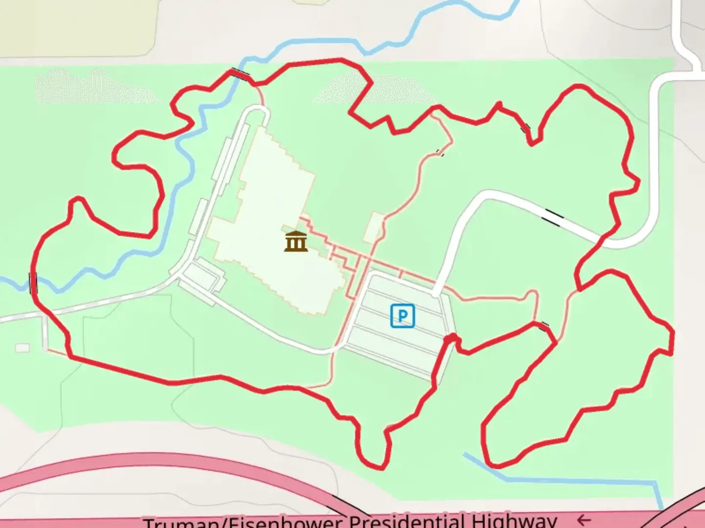 An image depicting the trail Kansas Historical Society Nature Loop Trail and its surrounding area.