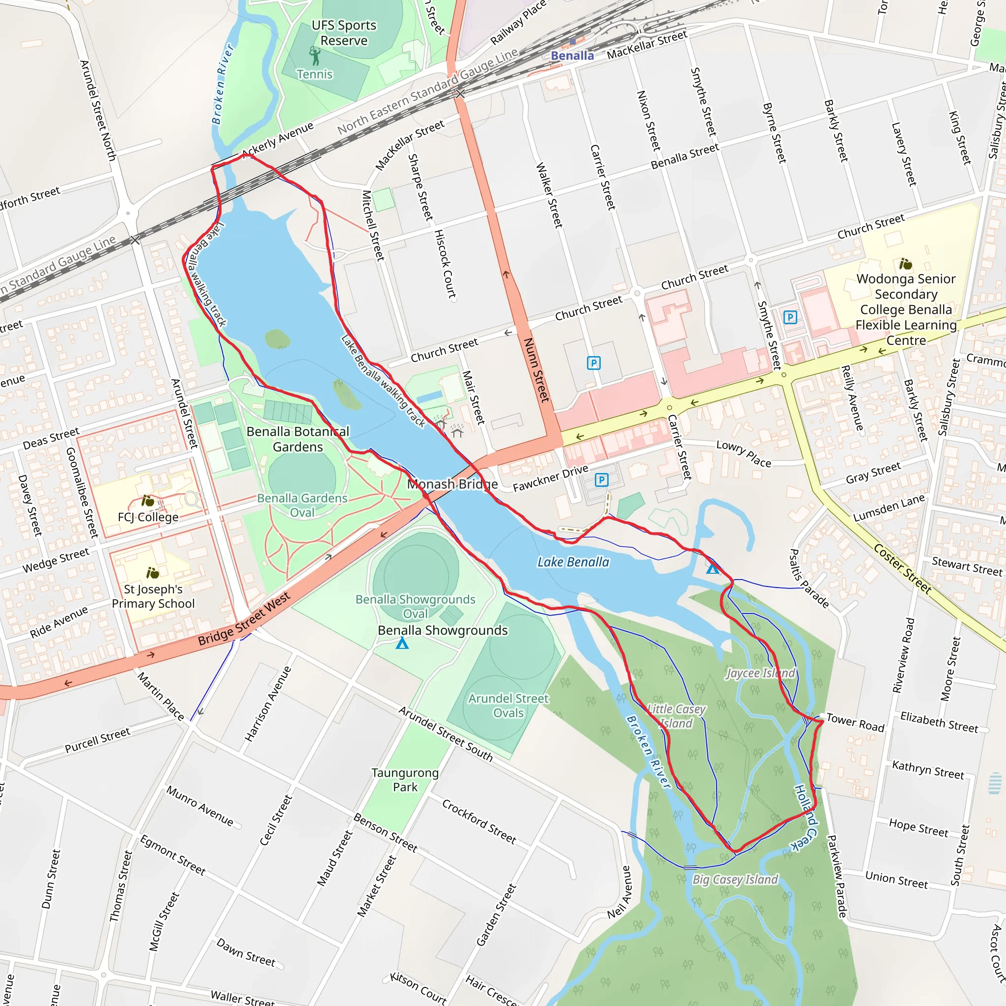 Lake Benalla Walking Track mobile static map