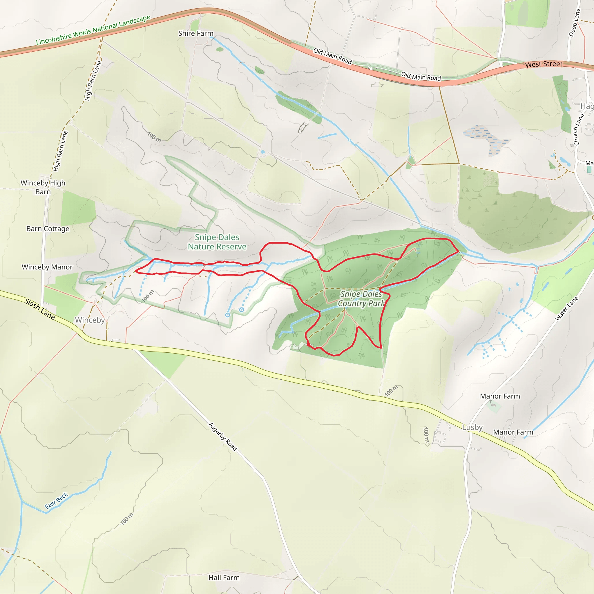 Snipe Dales Country Park and Snipe Dales Nature Reserve Loop mobile static map