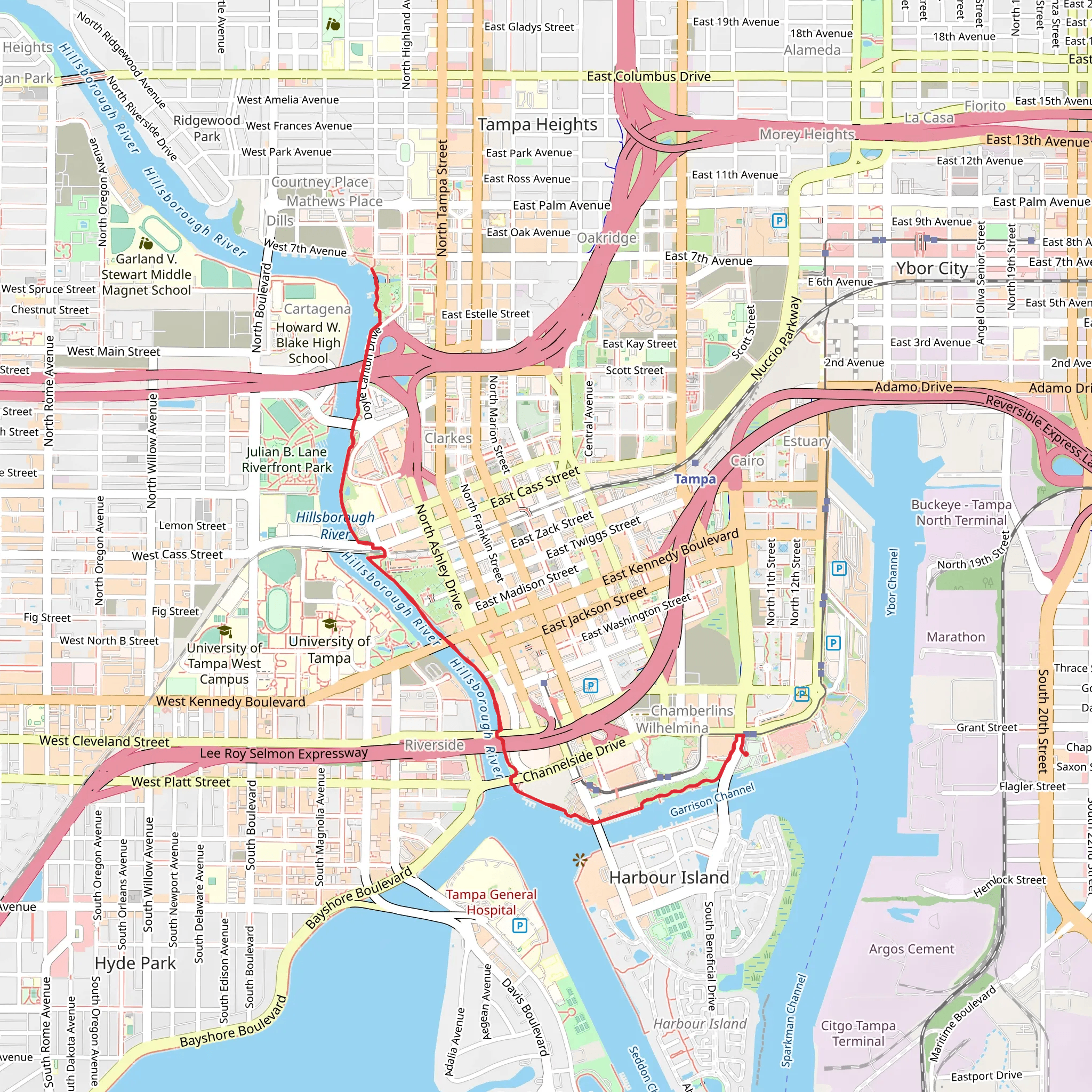 Tampa Riverwalk mobile static map