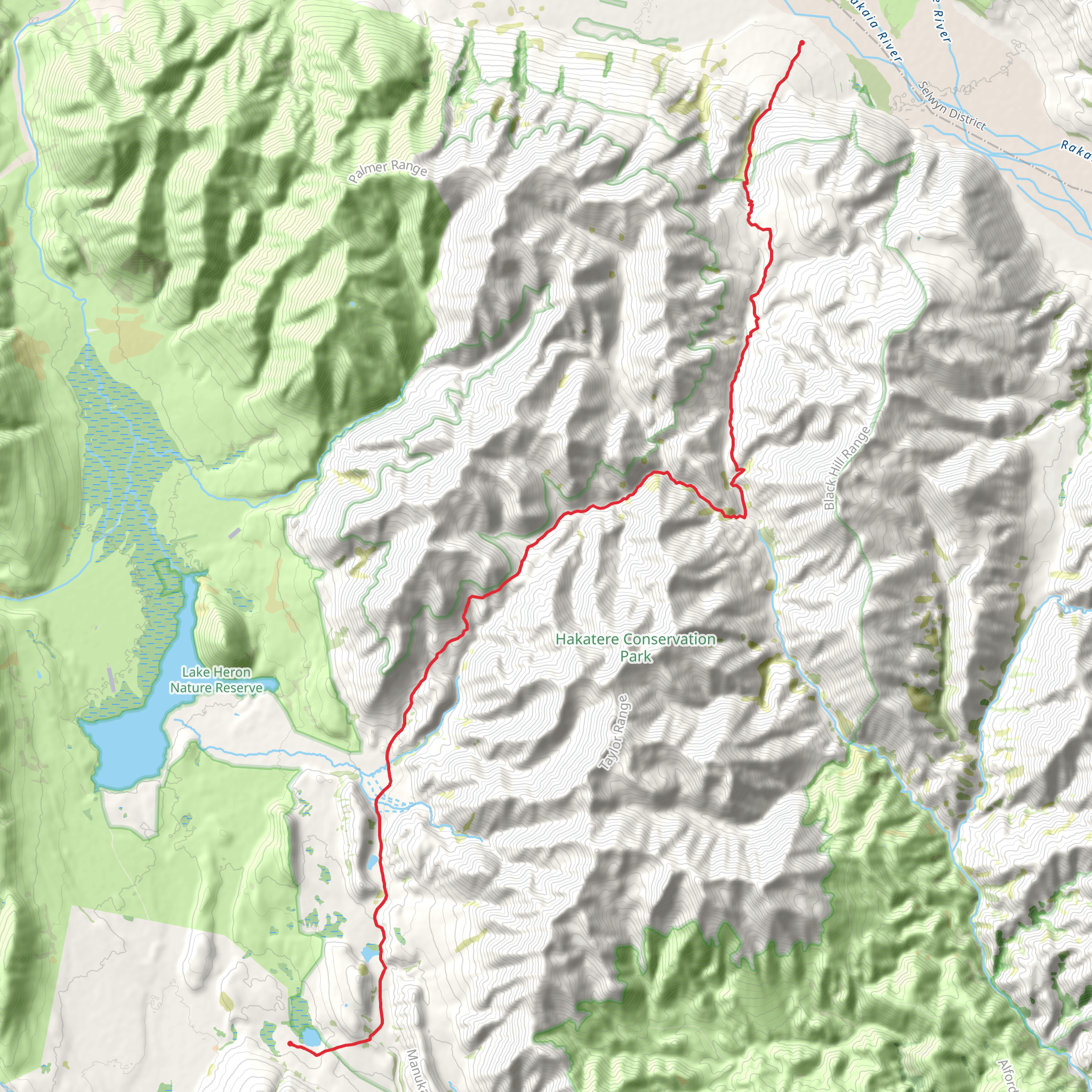 Lake Emily to Glenrock Stream - Rakaia Valley mobile static map