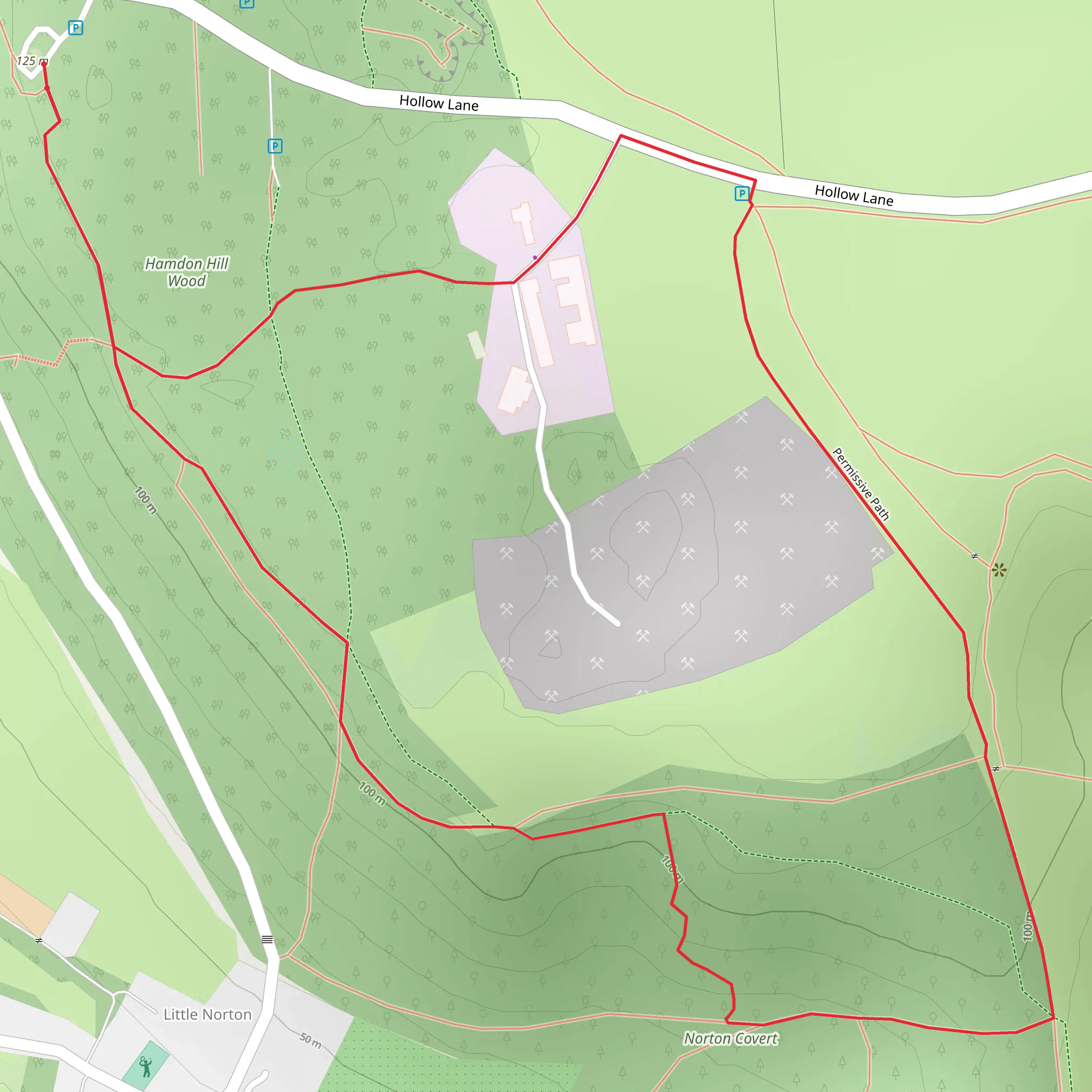Ham Hill Quarry Loop mobile static map