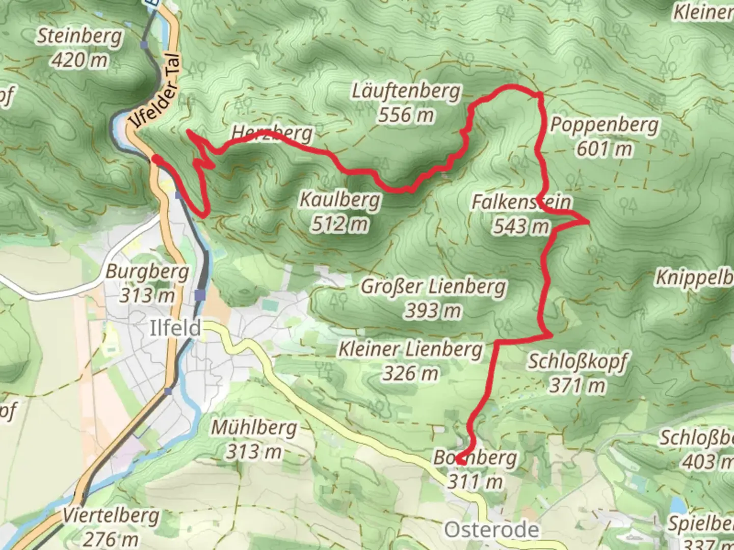 An image depicting the trail Bornberg Walk and its surrounding area.