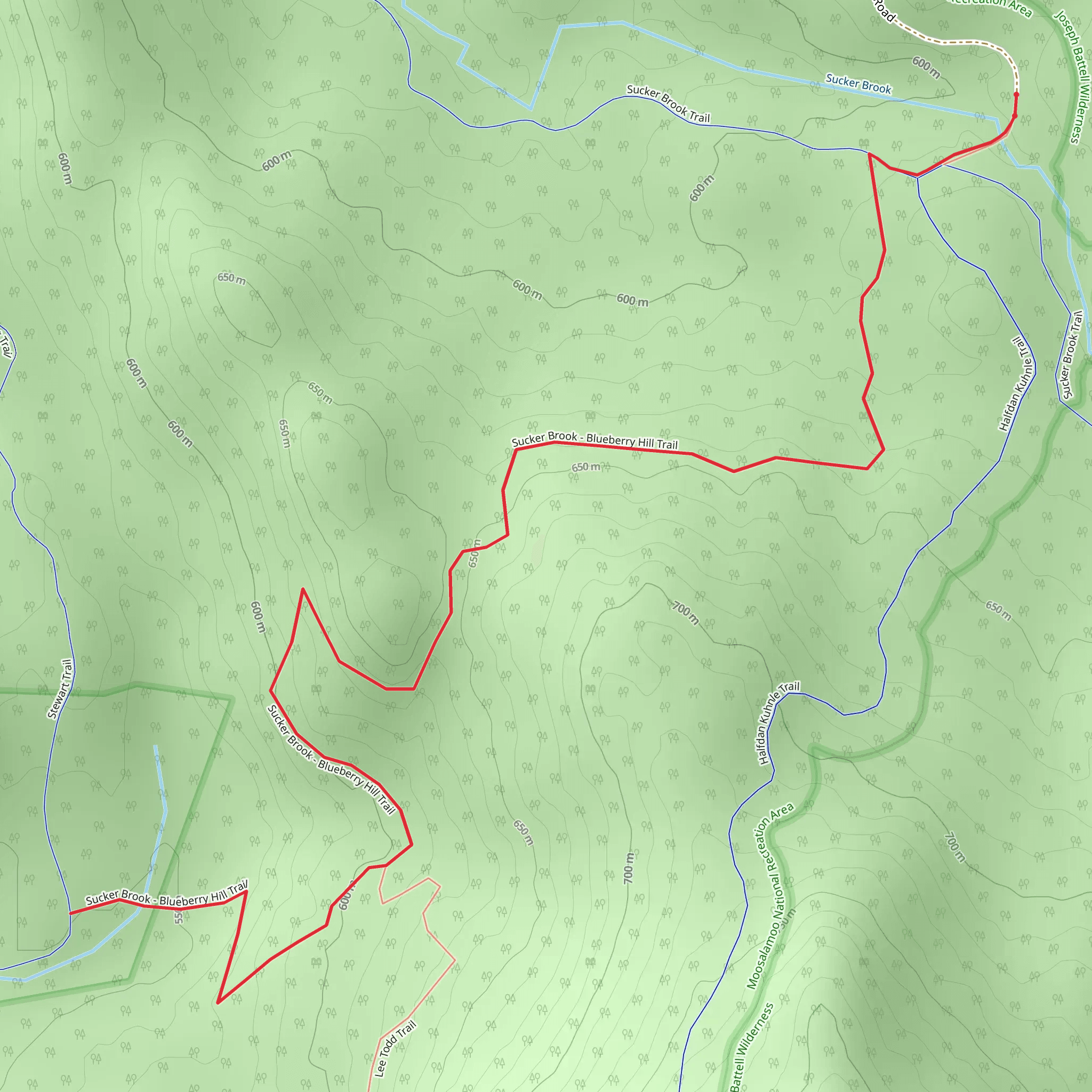 Sucker Brook Blueberry Hill Trail mobile static map