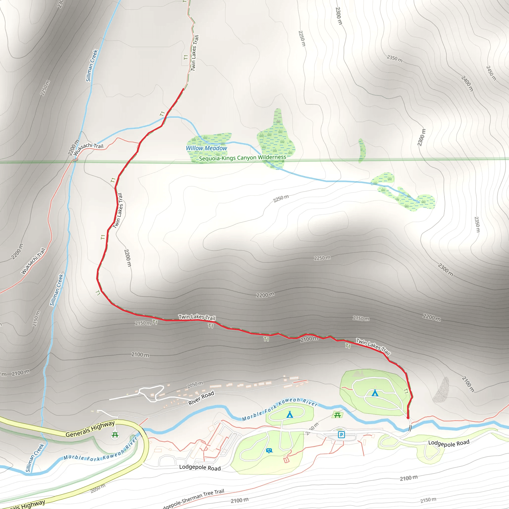 Willow Meadow via Twin Lakes Trail mobile static map