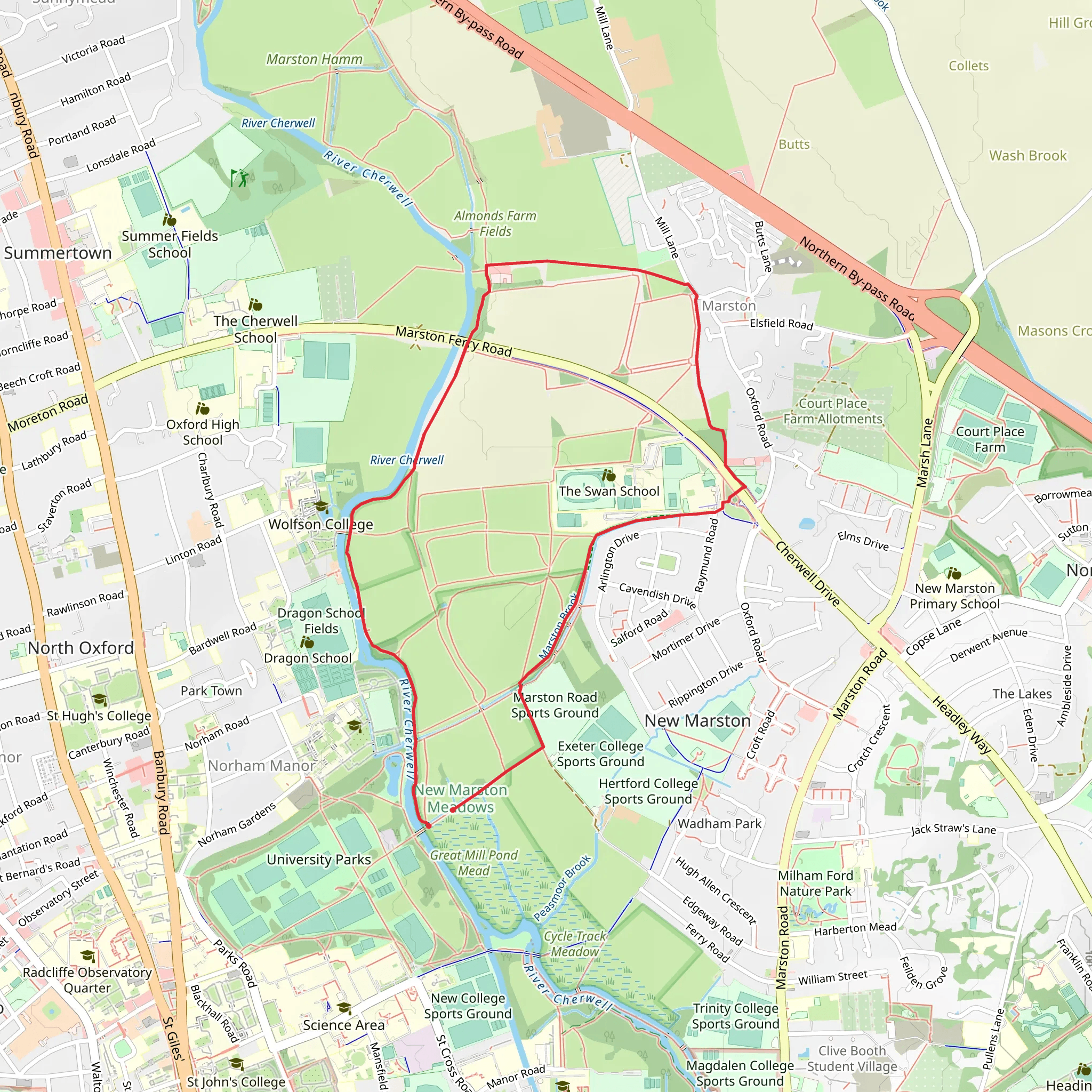 River Cherwell Loop mobile static map