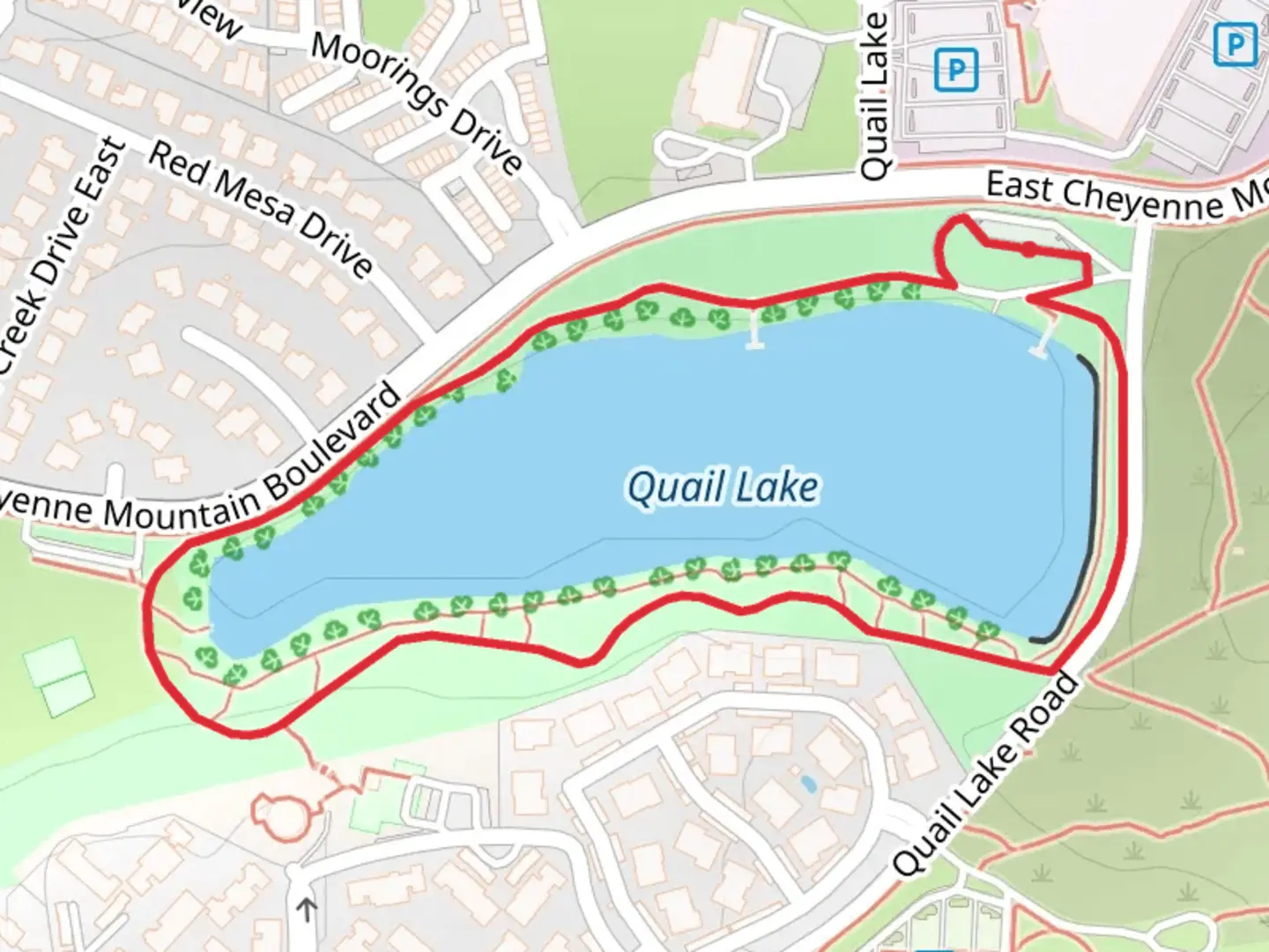An image depicting the trail Quail Lake Loop and its surrounding area.