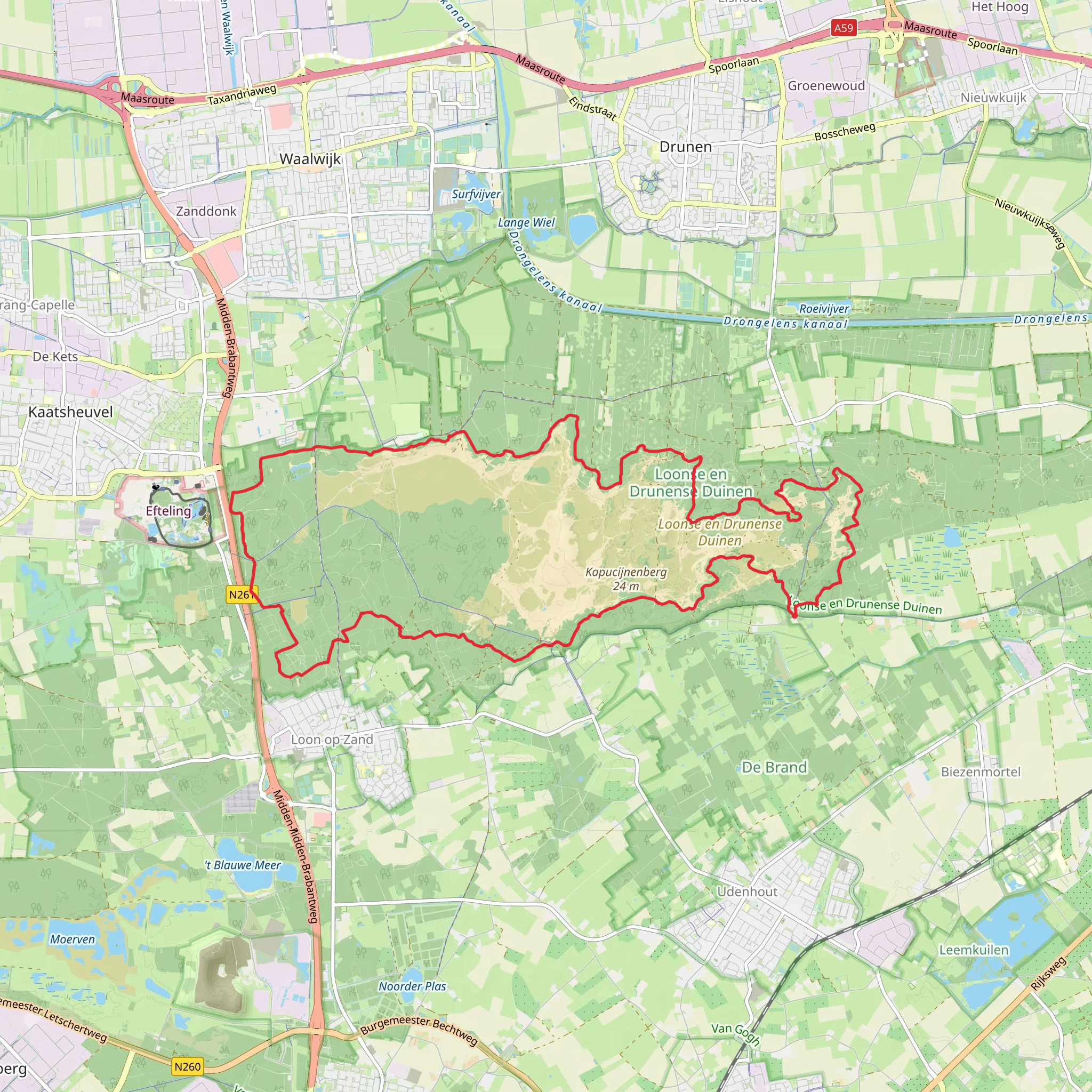 Kraanvensche Heide and De Loone En Drunense Duinen Loop mobile static map