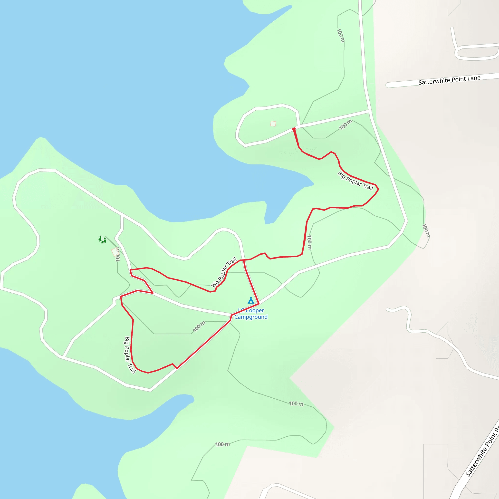 LC Cooper Campground via Big Poplar Trail mobile static map