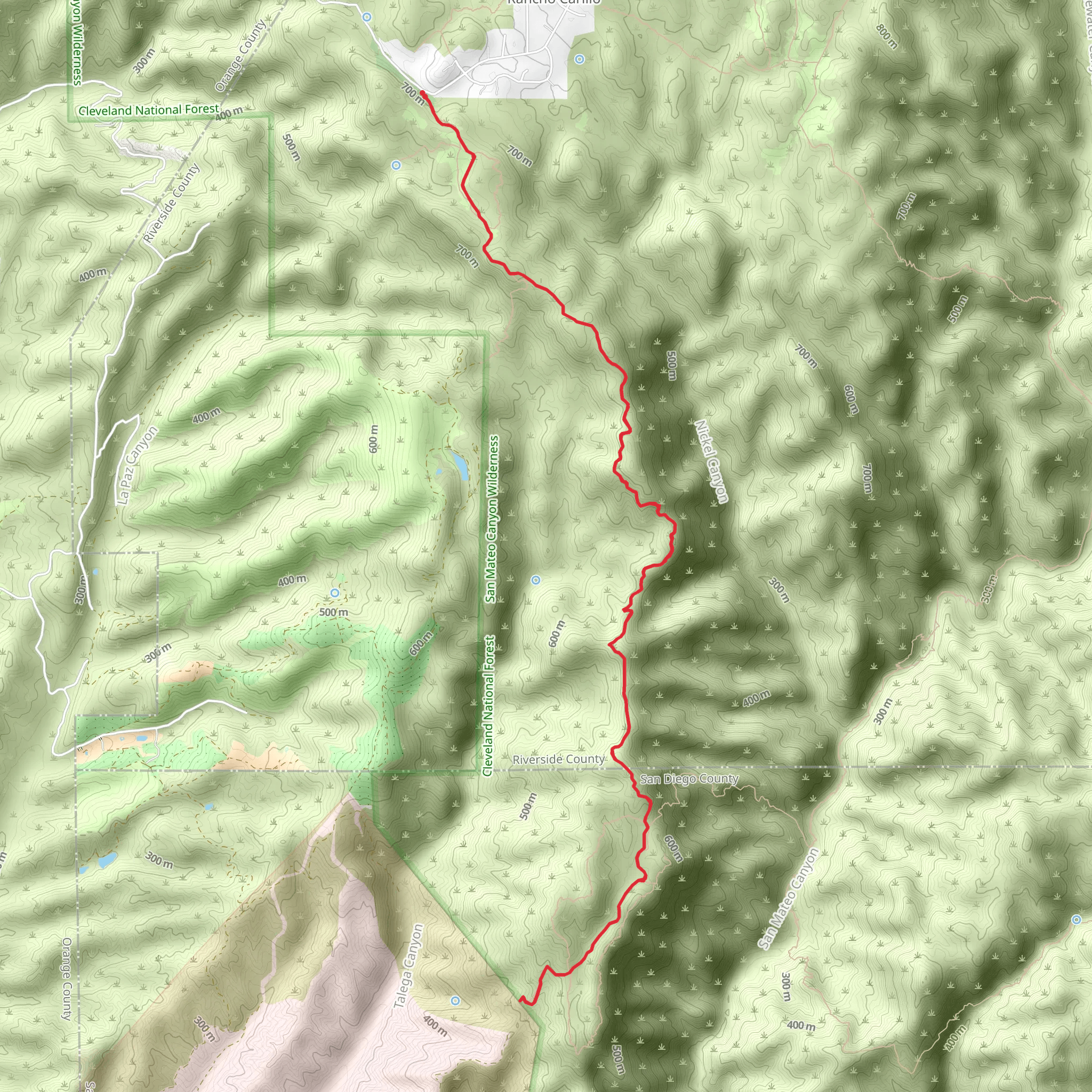Indian Potrero Trail mobile static map