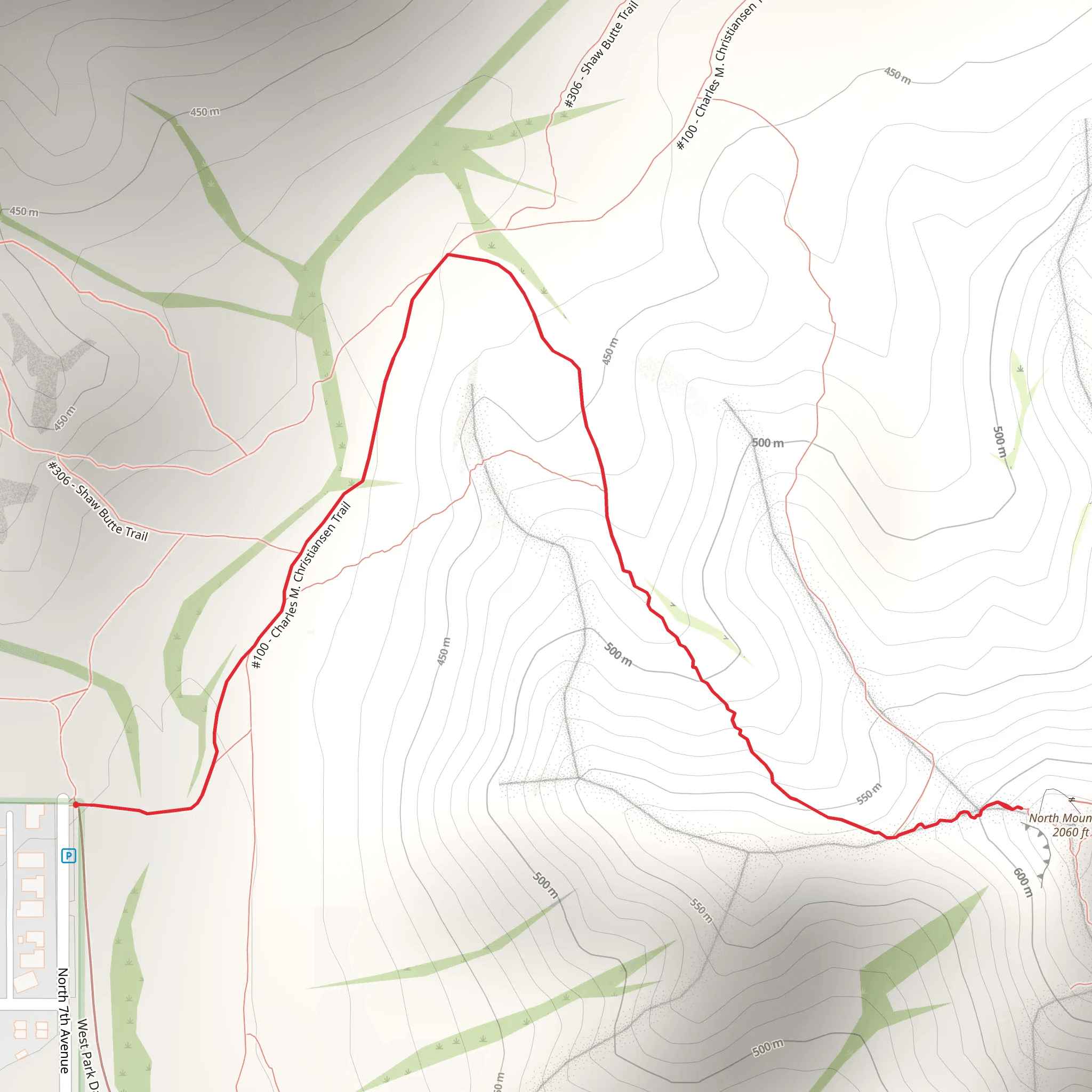 North Mountain via Charles M Christiansen Memorial Trail mobile static map