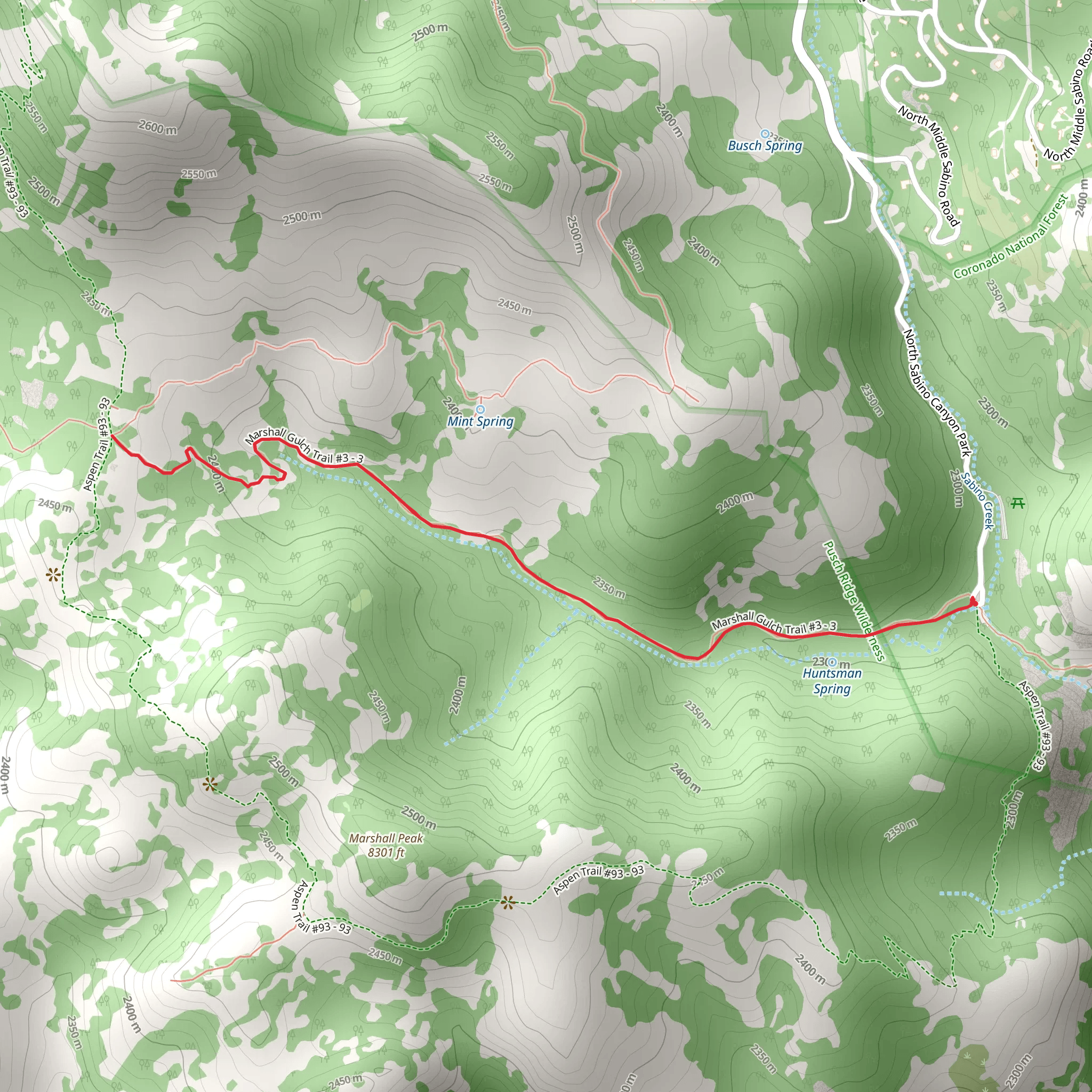 Marshall Gulch Trail Out and Back mobile static map