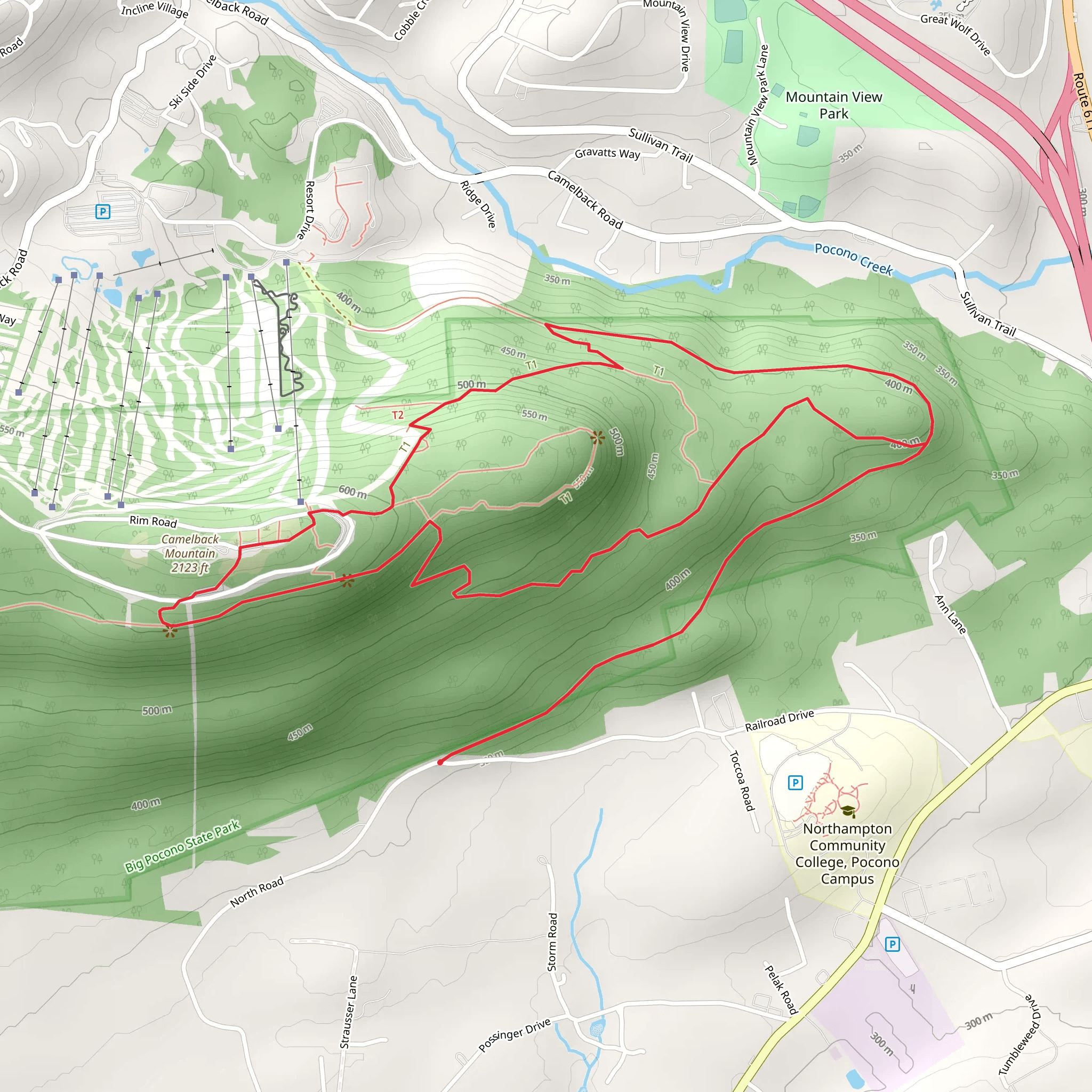 Big Pocono State Park Loop Trail mobile static map