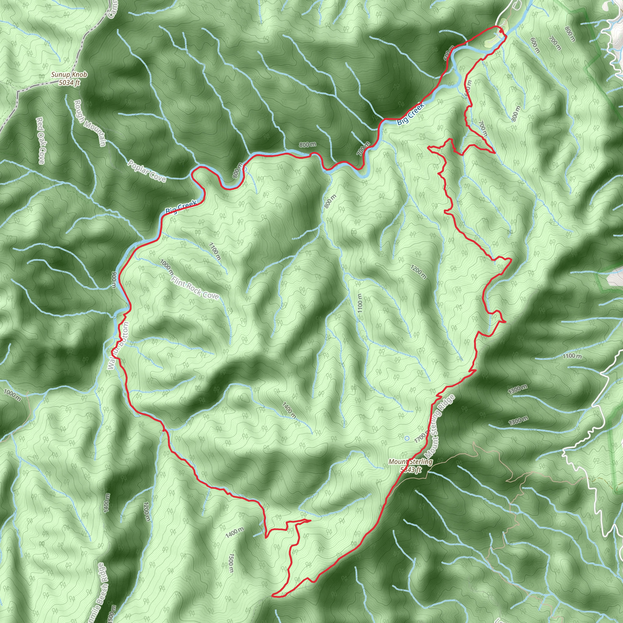 Big Creek Trail, Mount Sterling and Baxter Creek Trail Loop mobile static map