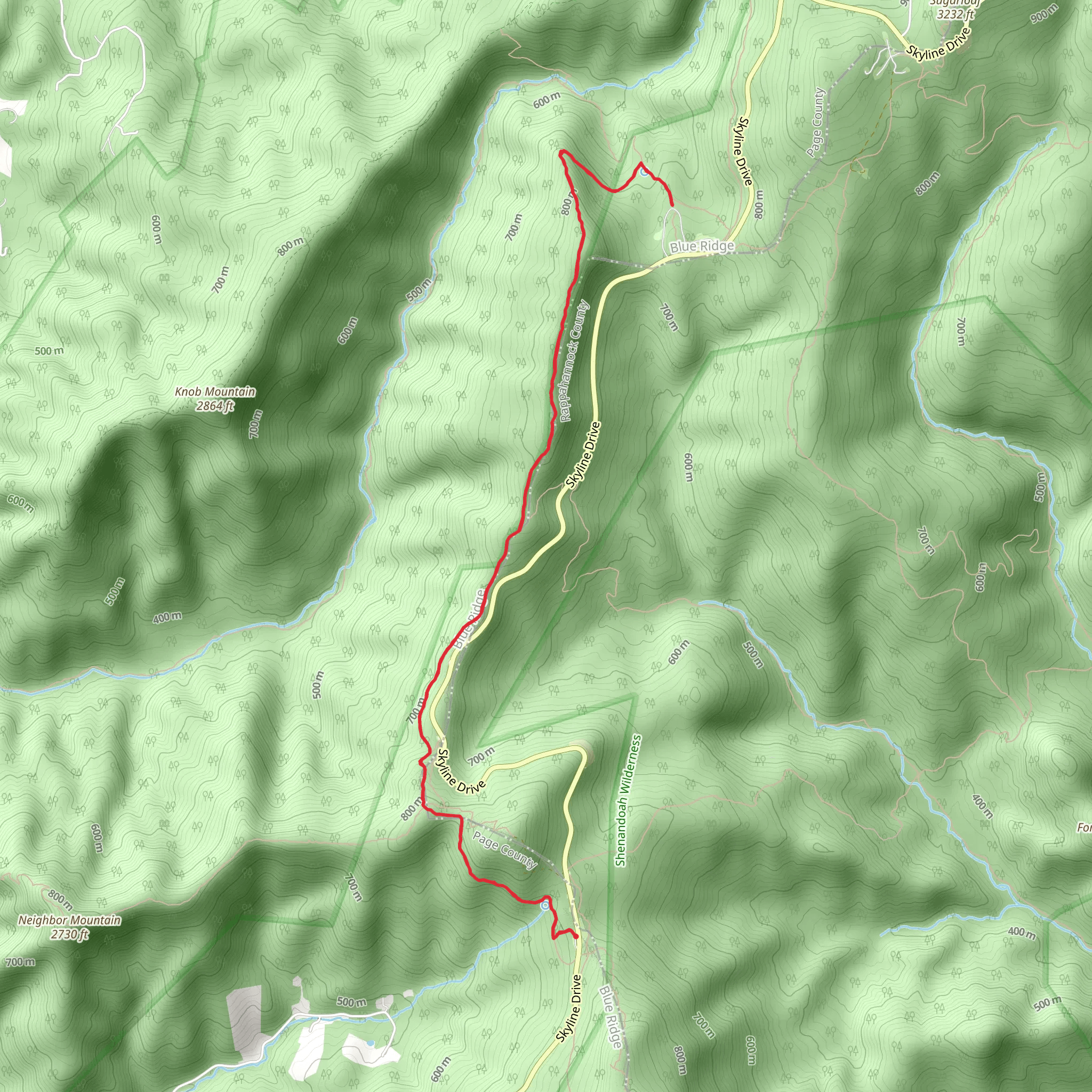 Appalachian Trail from Skyline Drive mobile static map