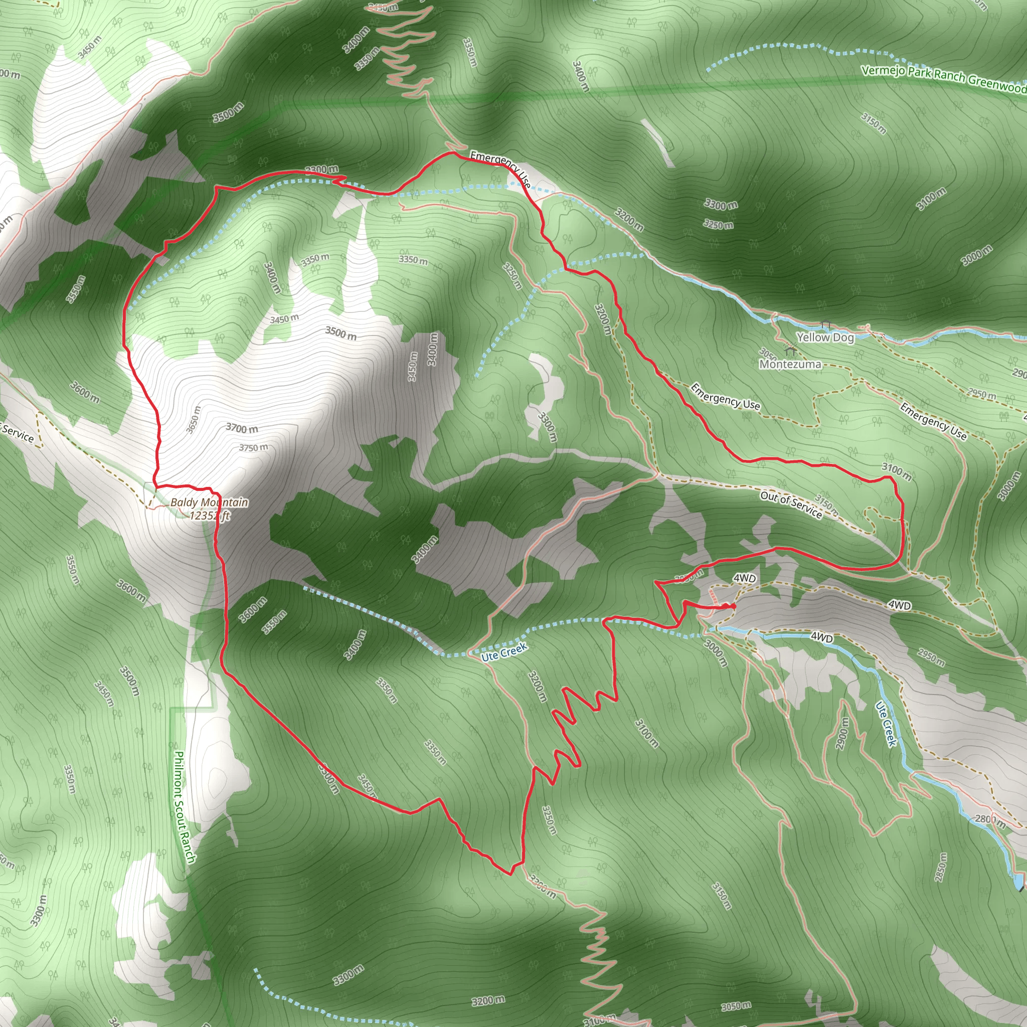 Baldy Mountain Loop via The Goat Trail and French Henry mobile static map
