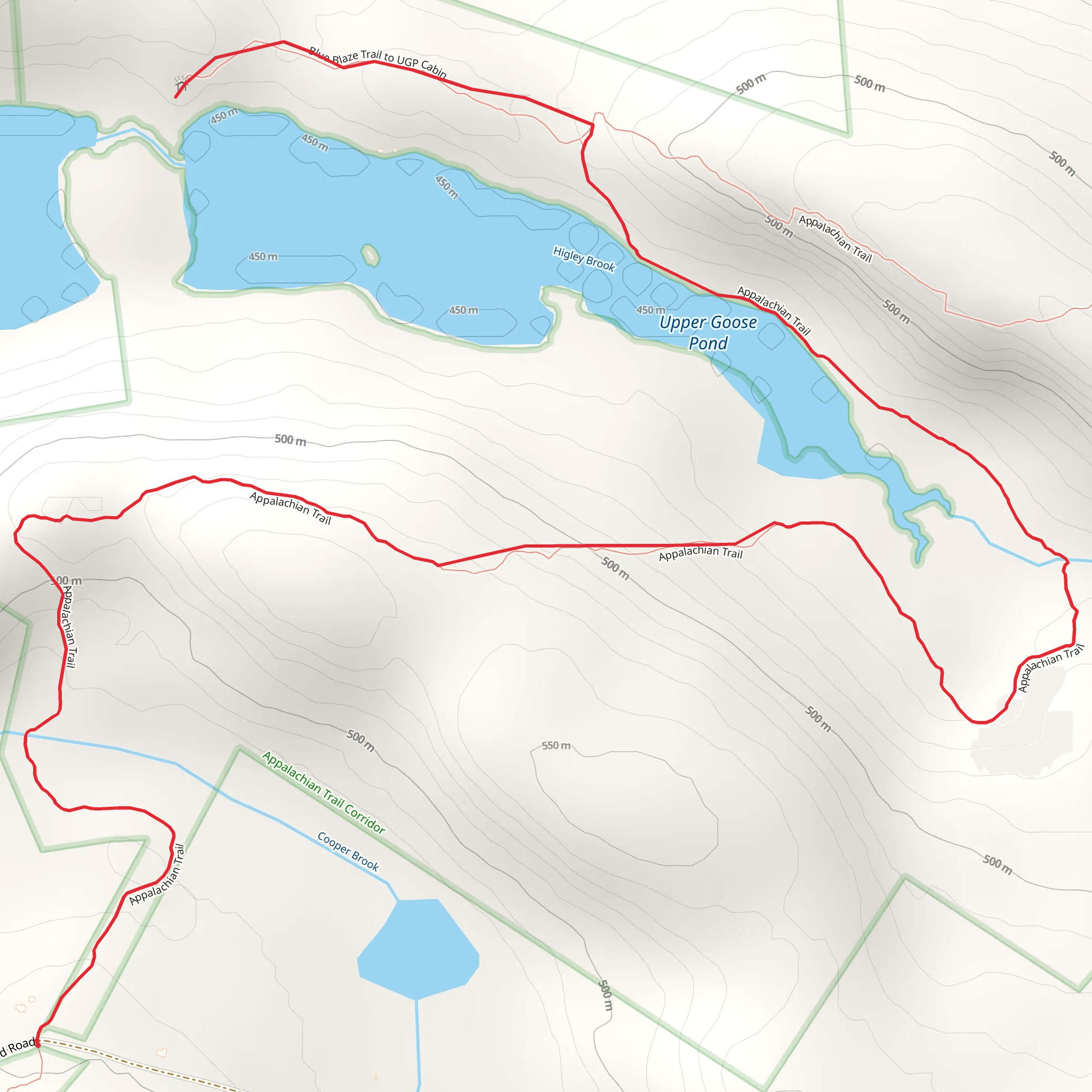 Upper Goose Pond via Appalachian Trail mobile static map