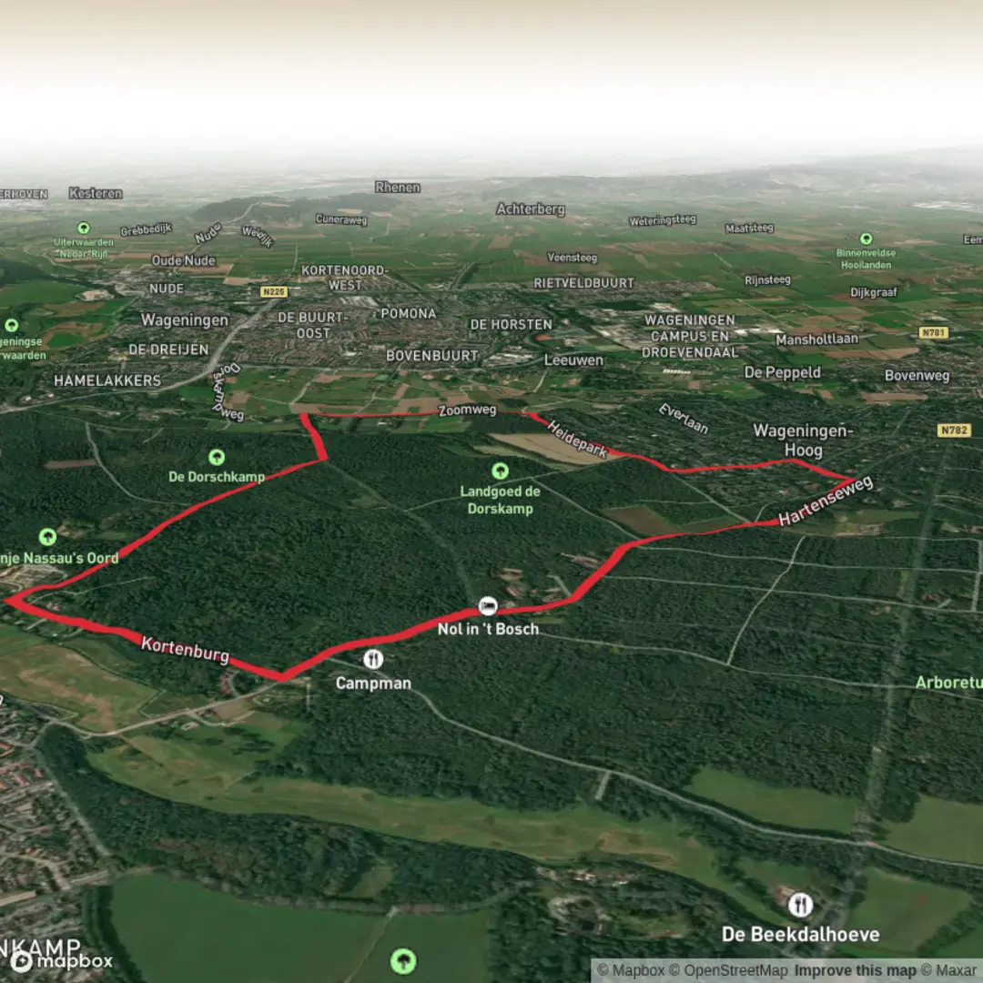 An image depicting the trail Zwarte Weg and Hartense Weg and its surrounding area.