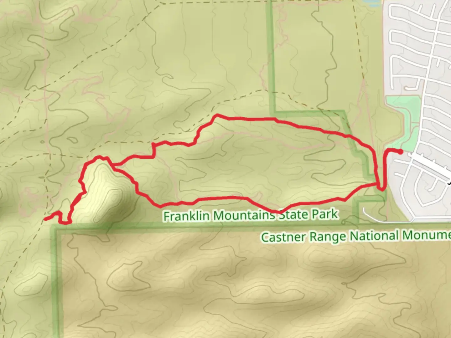 An image depicting the trail The Maze and Cardiac Hill Loop and its surrounding area.