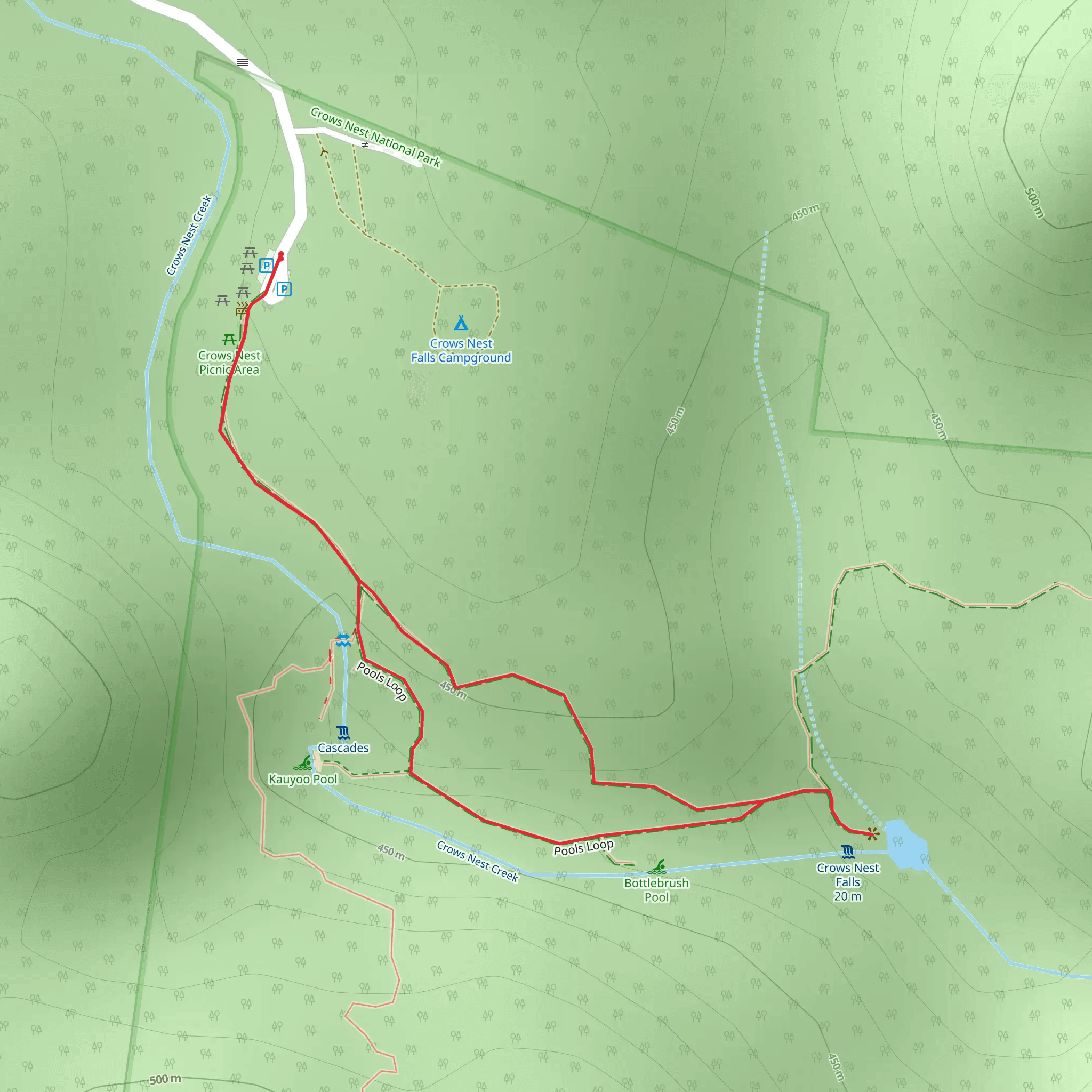 Crows Nest Falls via Kauyoo Loop mobile static map