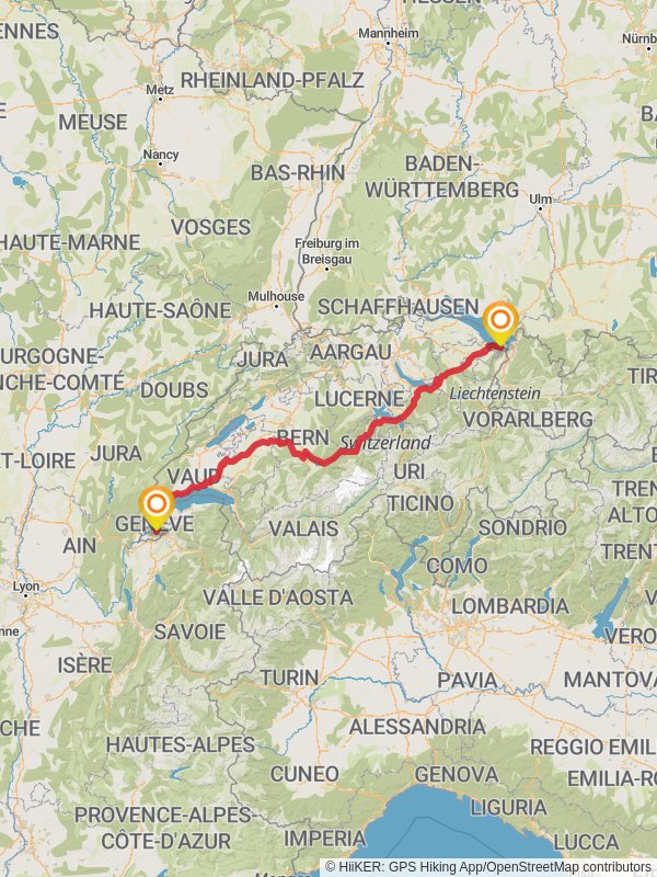Camino Rheineck - Geneva mobile static map