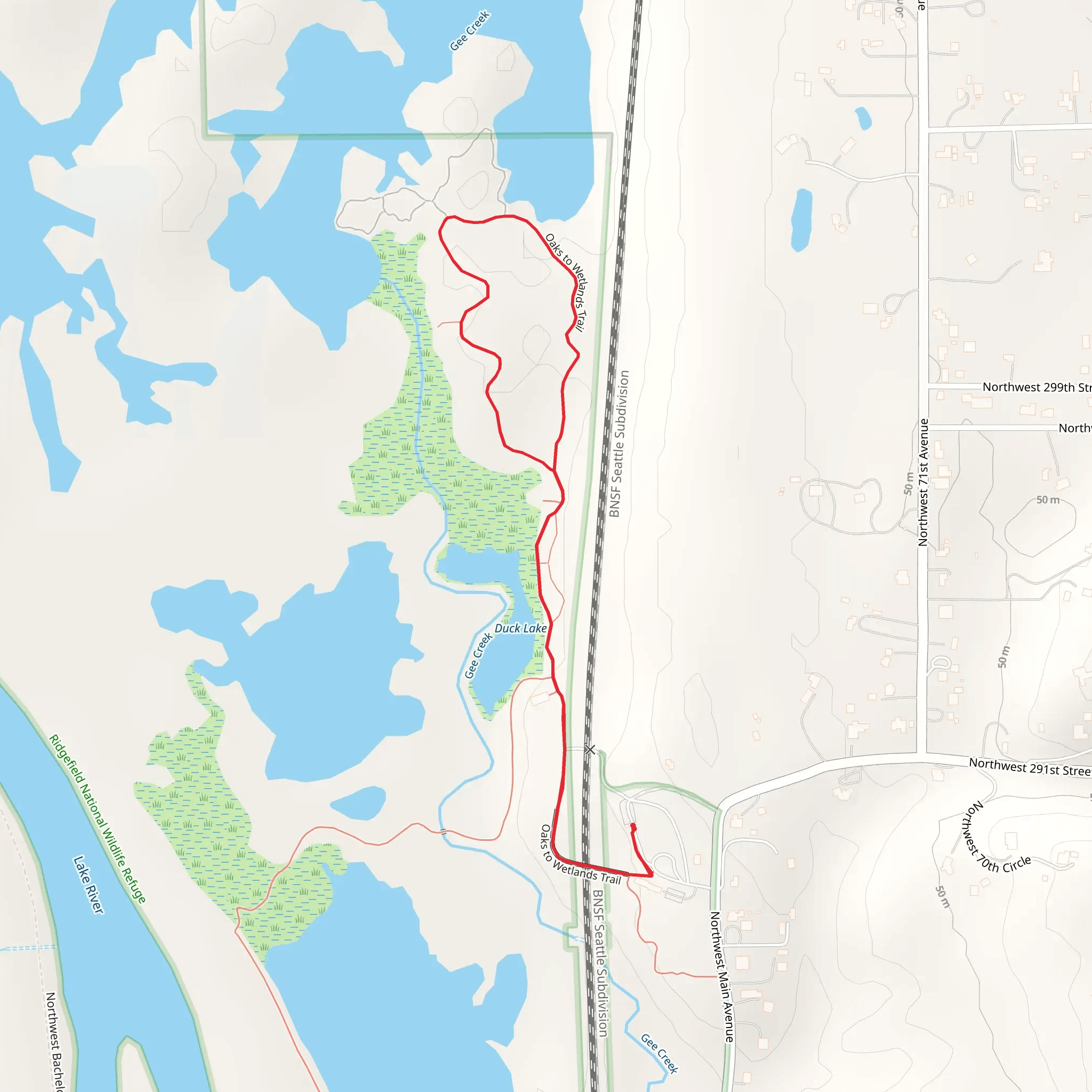 Oaks to Wetlands Loop Trail mobile static map