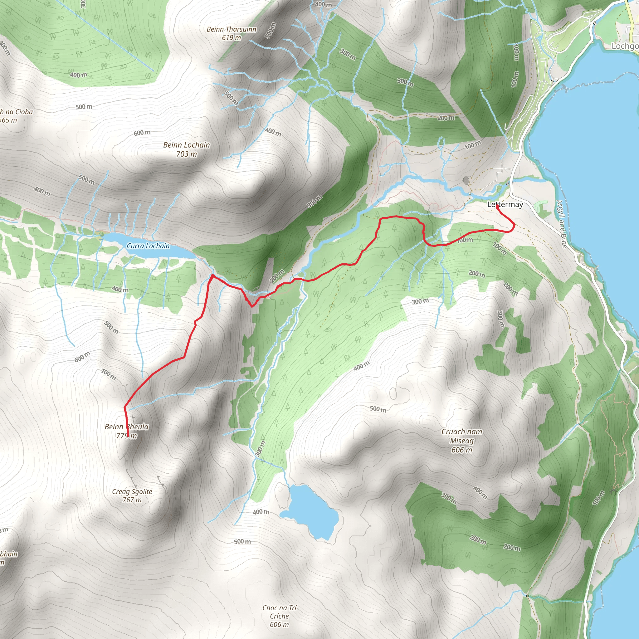 Beinn Bheula via Loch Lomond and Cowal Way mobile static map