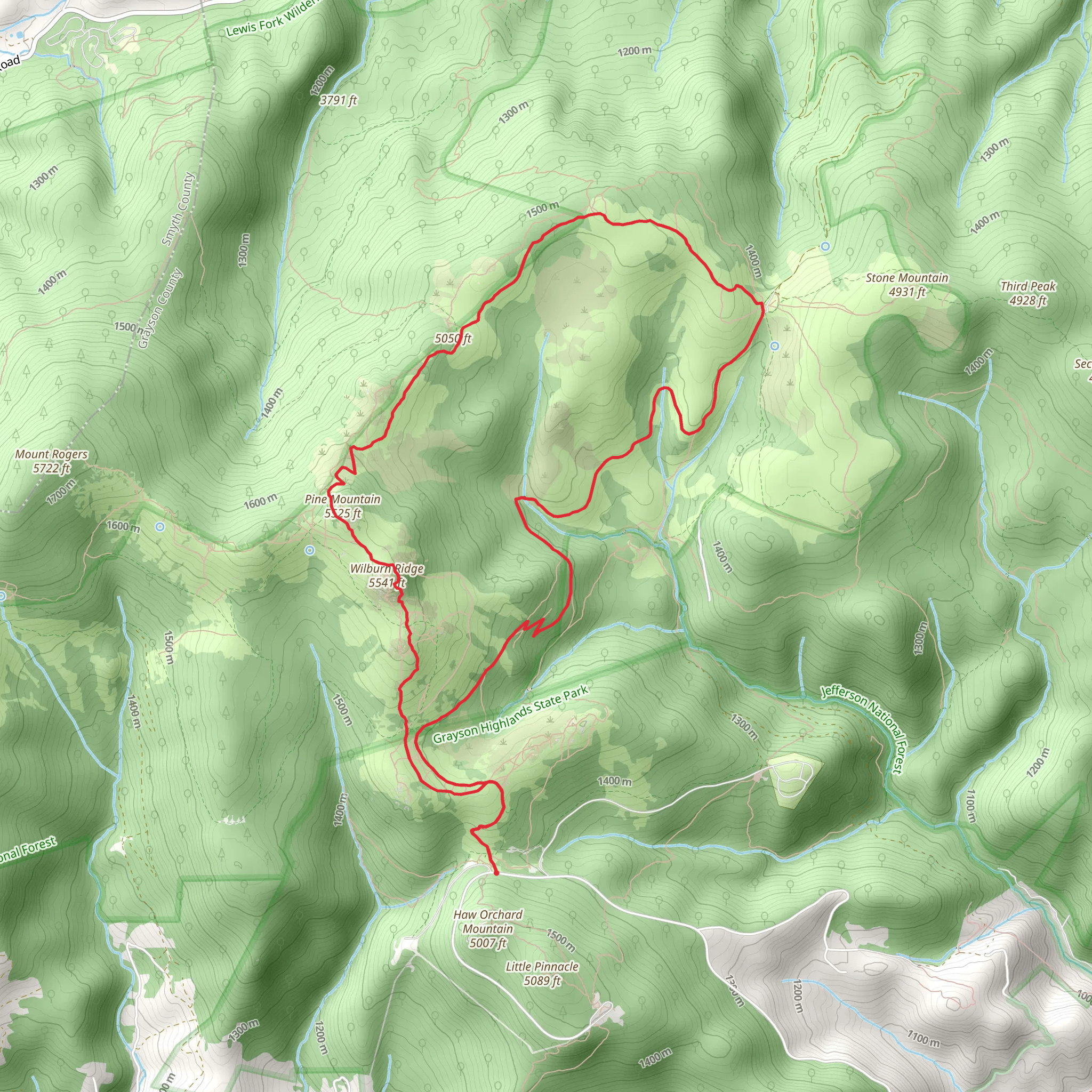 Rhododendron Trail and Virginia Highlands Horse Loop Trail mobile static map