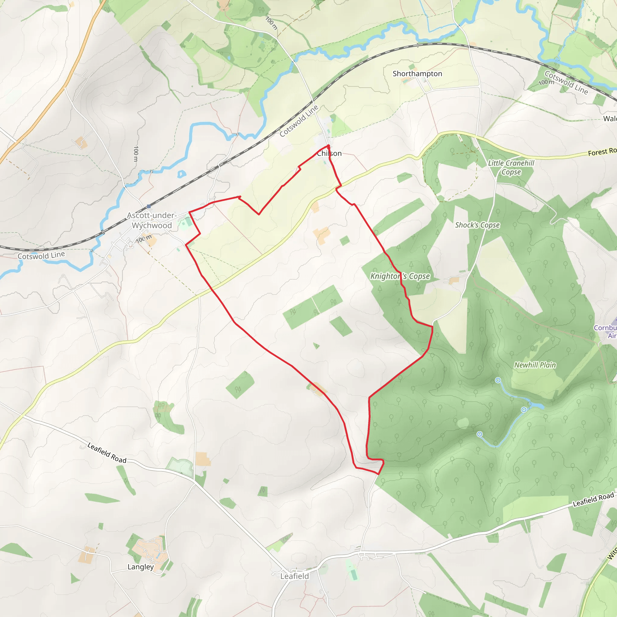 Chilson Loop via Knighton's Copse mobile static map