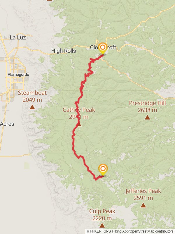 Sacramento Rim Trail mobile static map