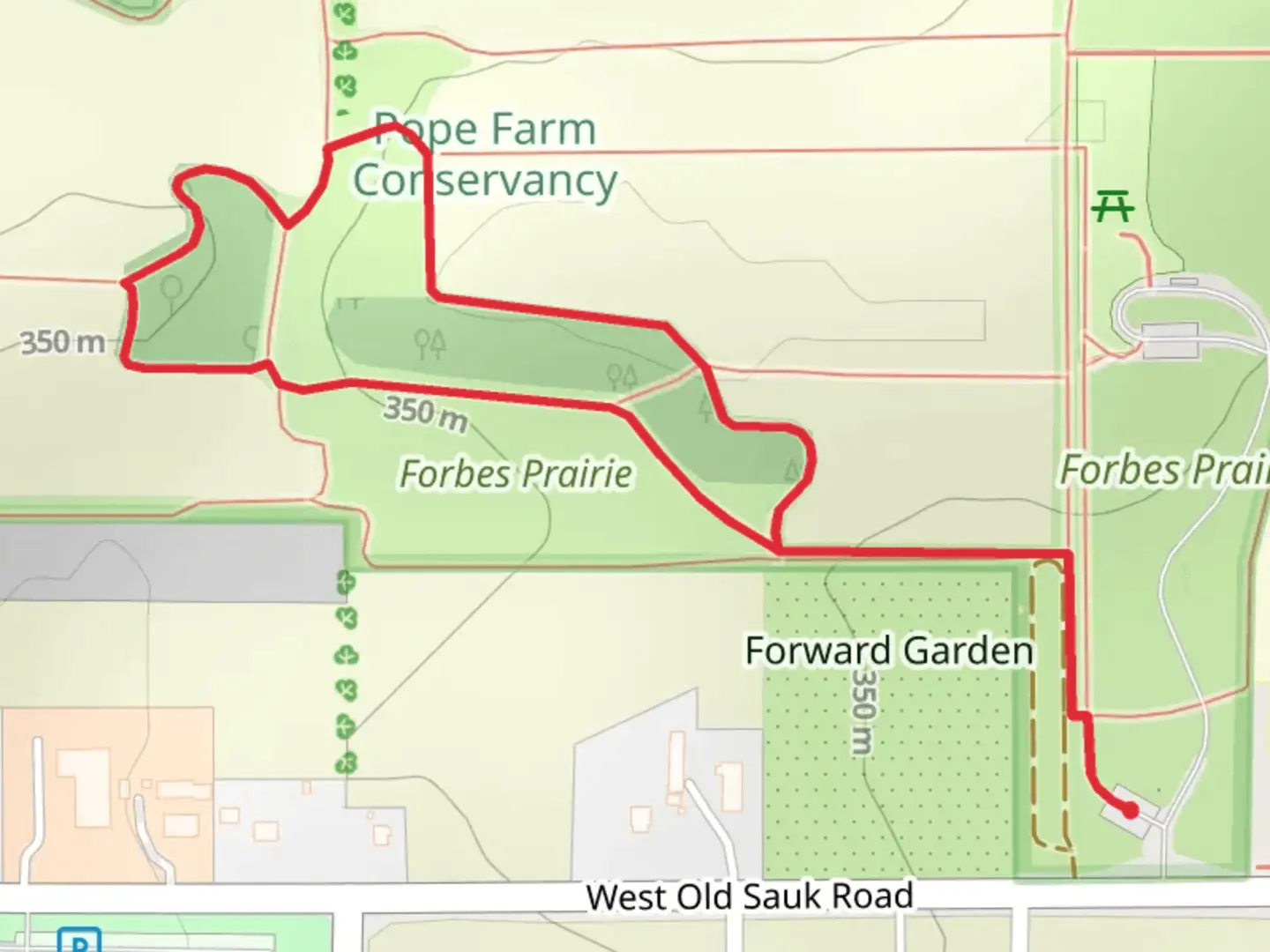 An image depicting the trail Sugar Maples Loop and its surrounding area.