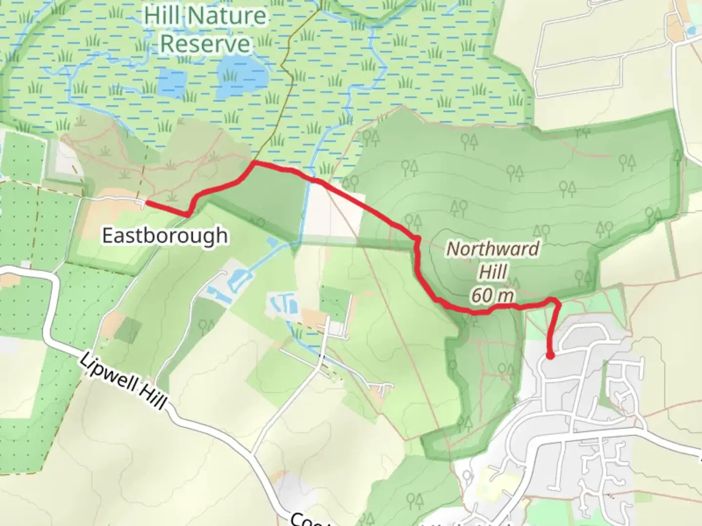 An image depicting the trail Northward Hill Nature Reserve Walk and its surrounding area.