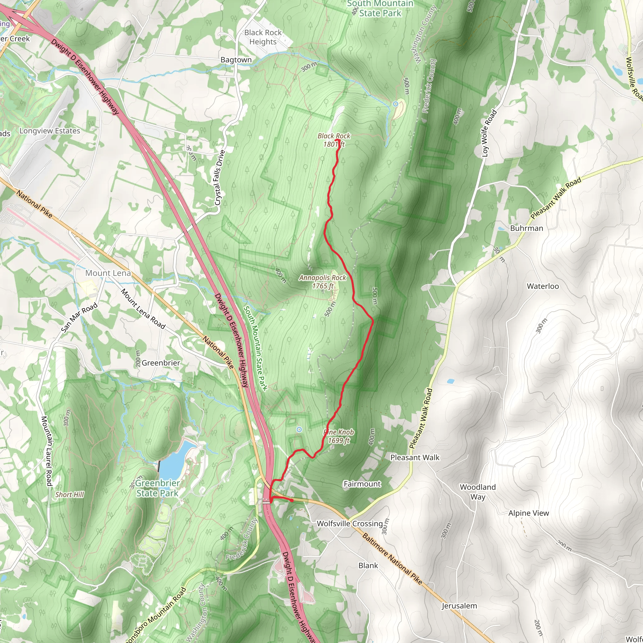 Black Rock via Appalachian Trail mobile static map