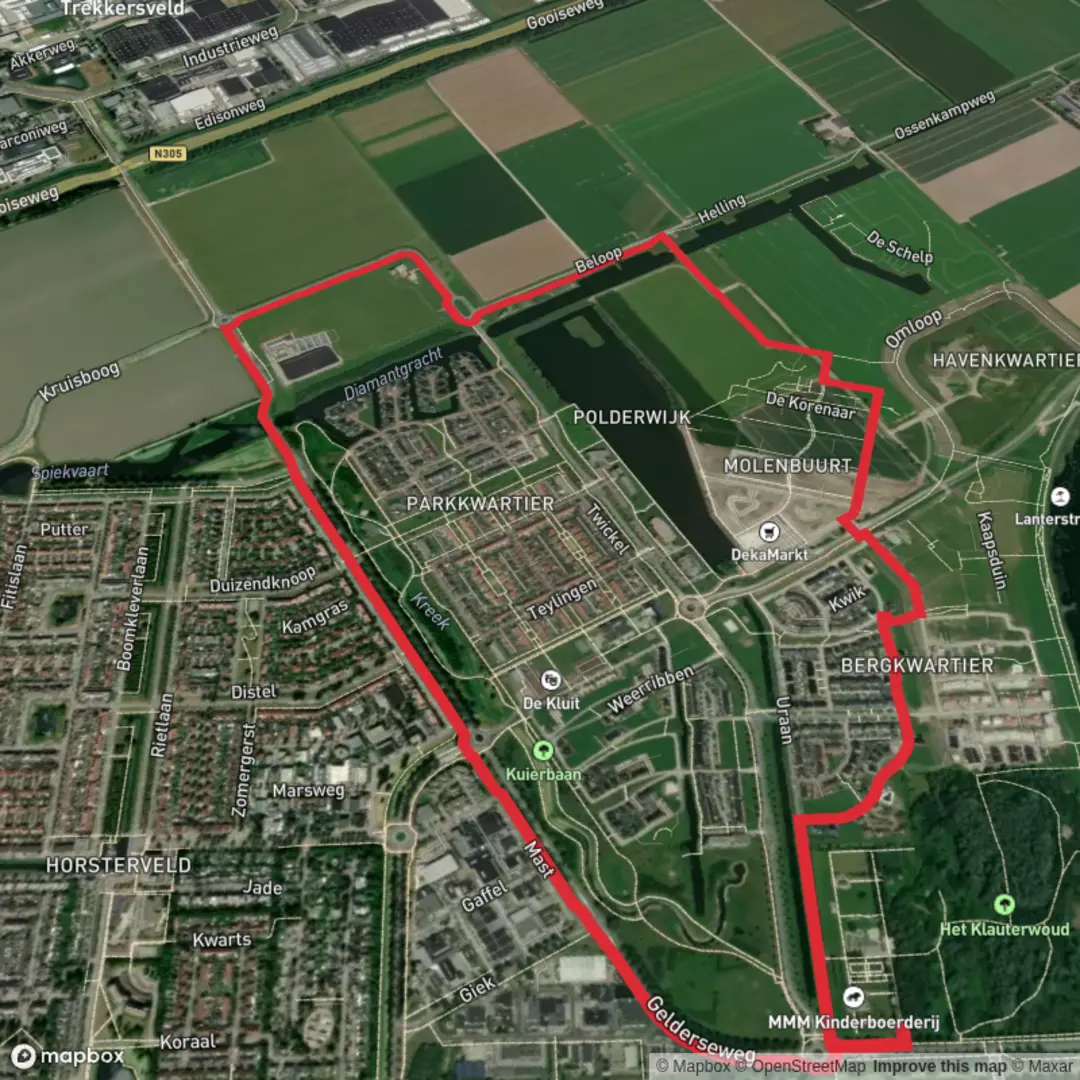 An image depicting the trail Gelders Weg and Beloop and its surrounding area.