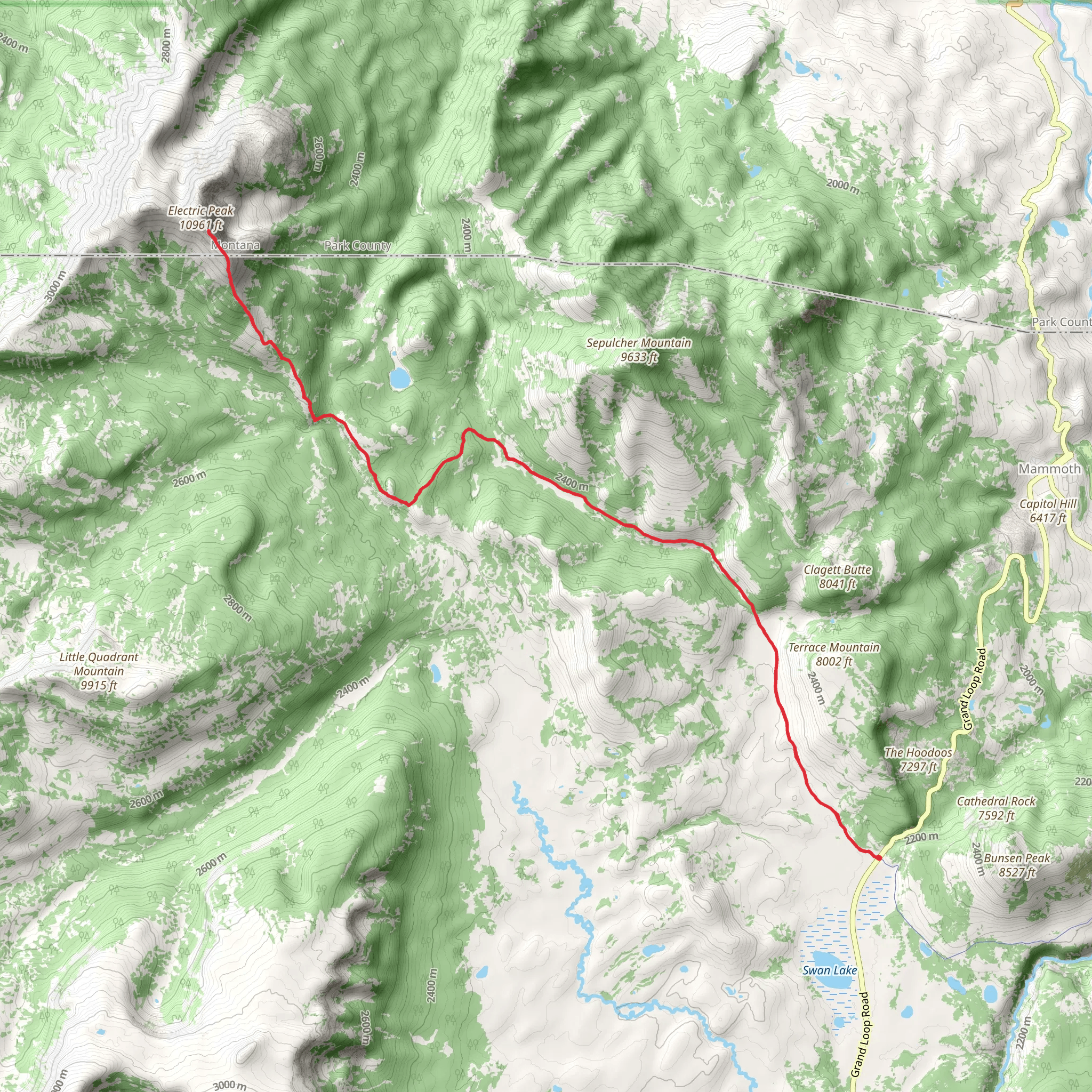 Electric Peak - Southeast Ridge via Glen Creek Trail mobile static map