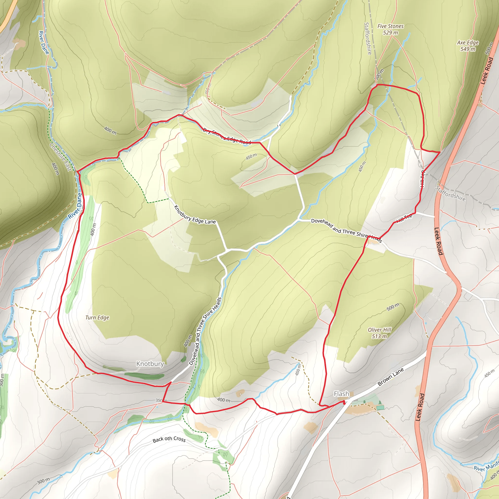 Three Shire Heads Loop mobile static map