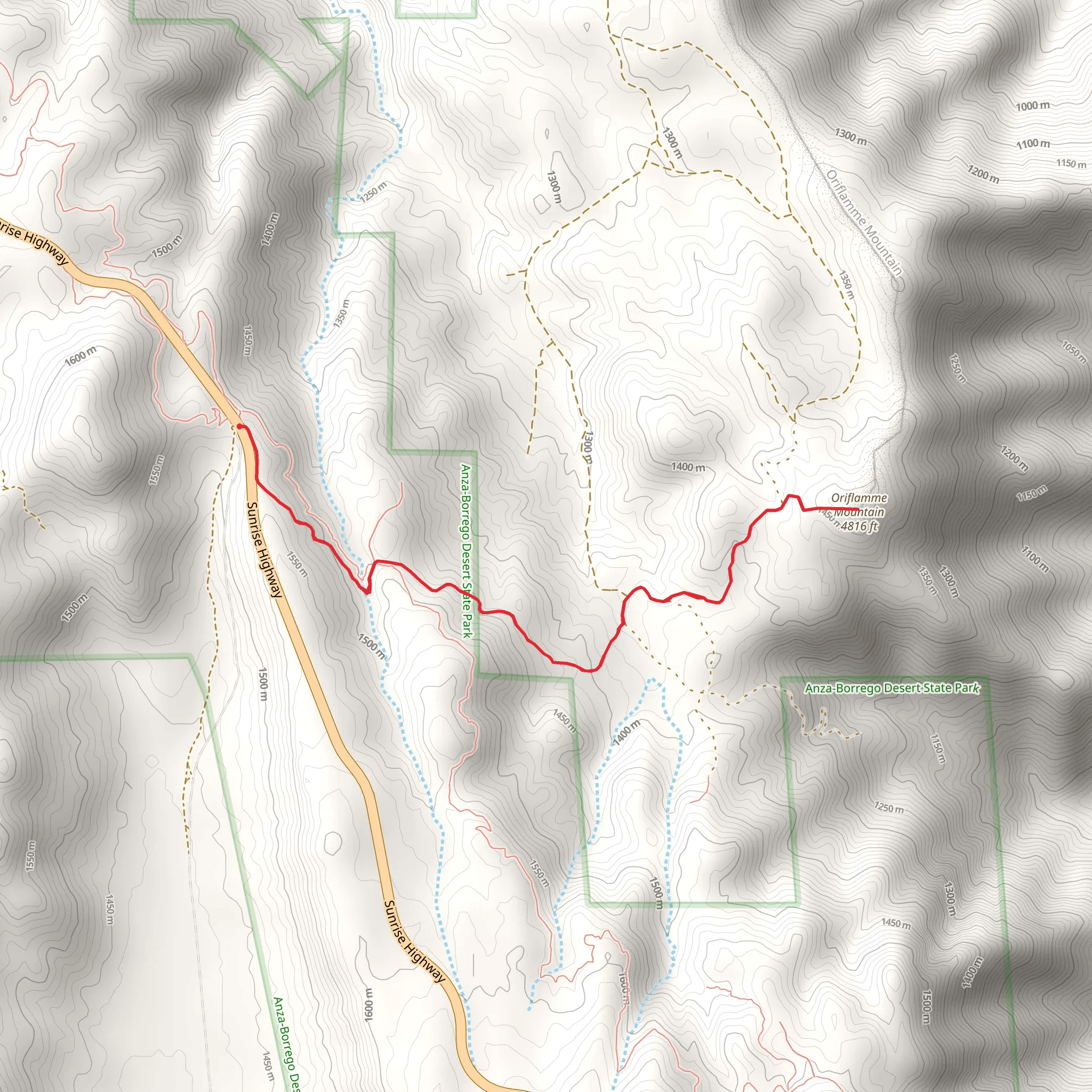 Oriflamme Mountain from Sunrise Highway mobile static map