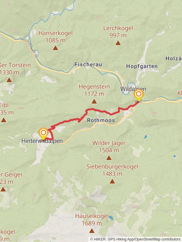 High Trail Wildalpen - Hinterwildalpen mobile static map