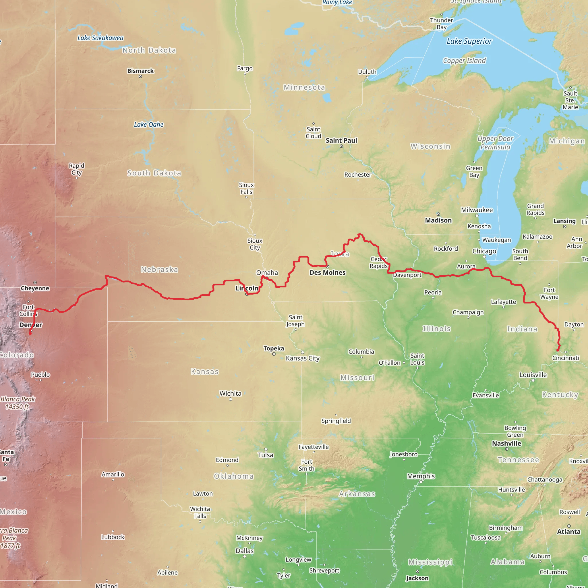 American Discovery Trail - North mobile static map
