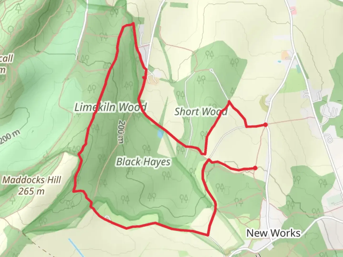 An image depicting the trail New Works and its surrounding area.