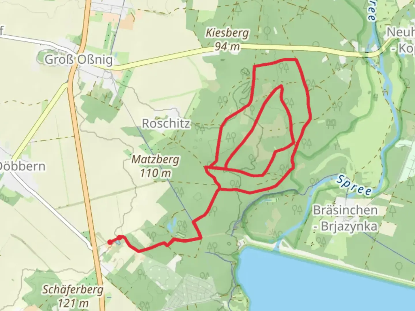 An image depicting the trail Neue Heide Loop and its surrounding area.