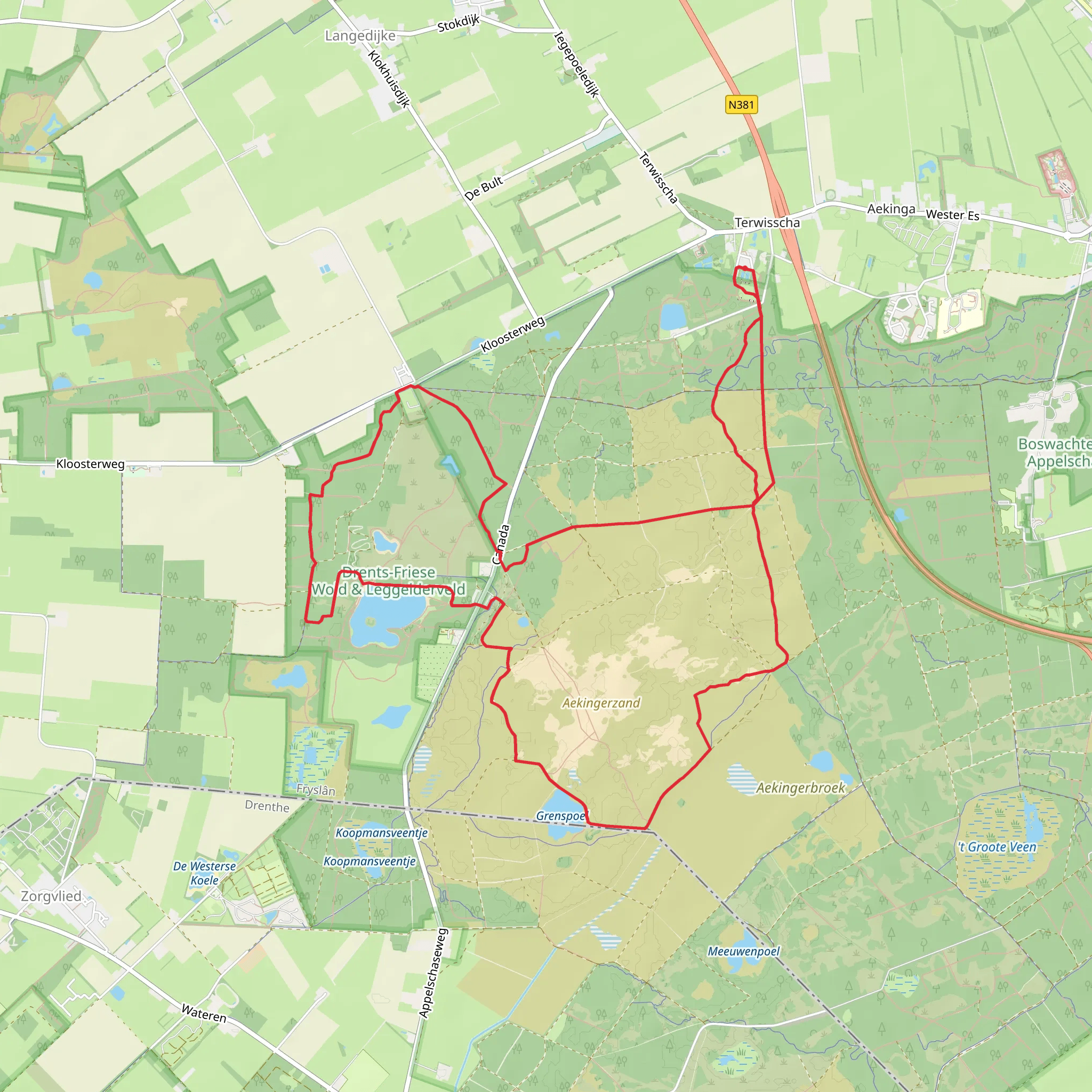 Grenspoel and Canadameer and Bultingerveld Loop mobile static map