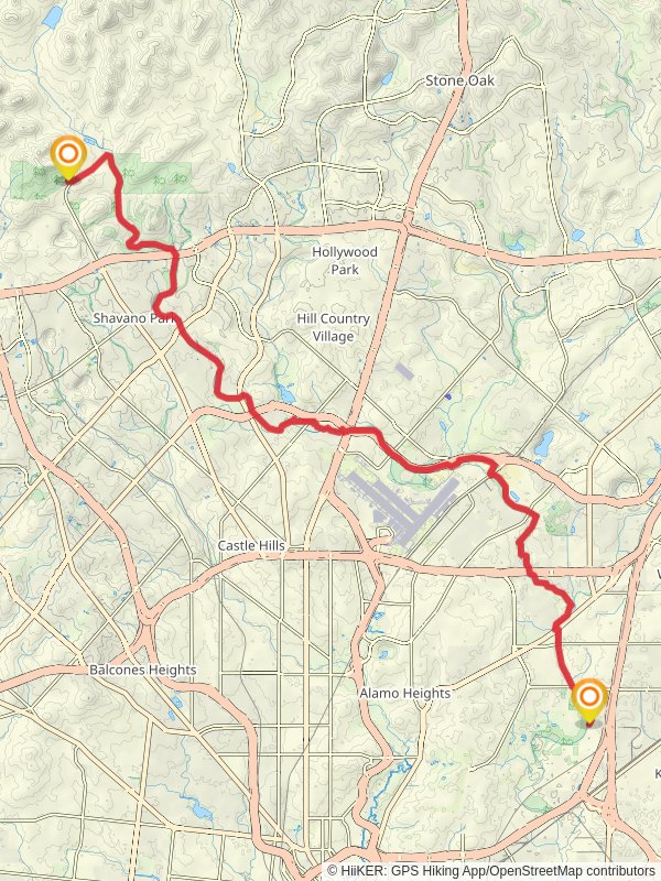 Salado Creek Greenway Trail Point to Point