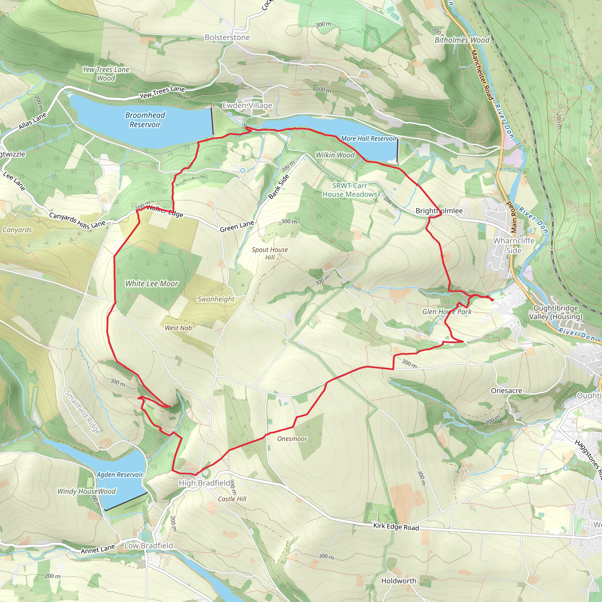 High Bradfield from Glen Howe mobile static map