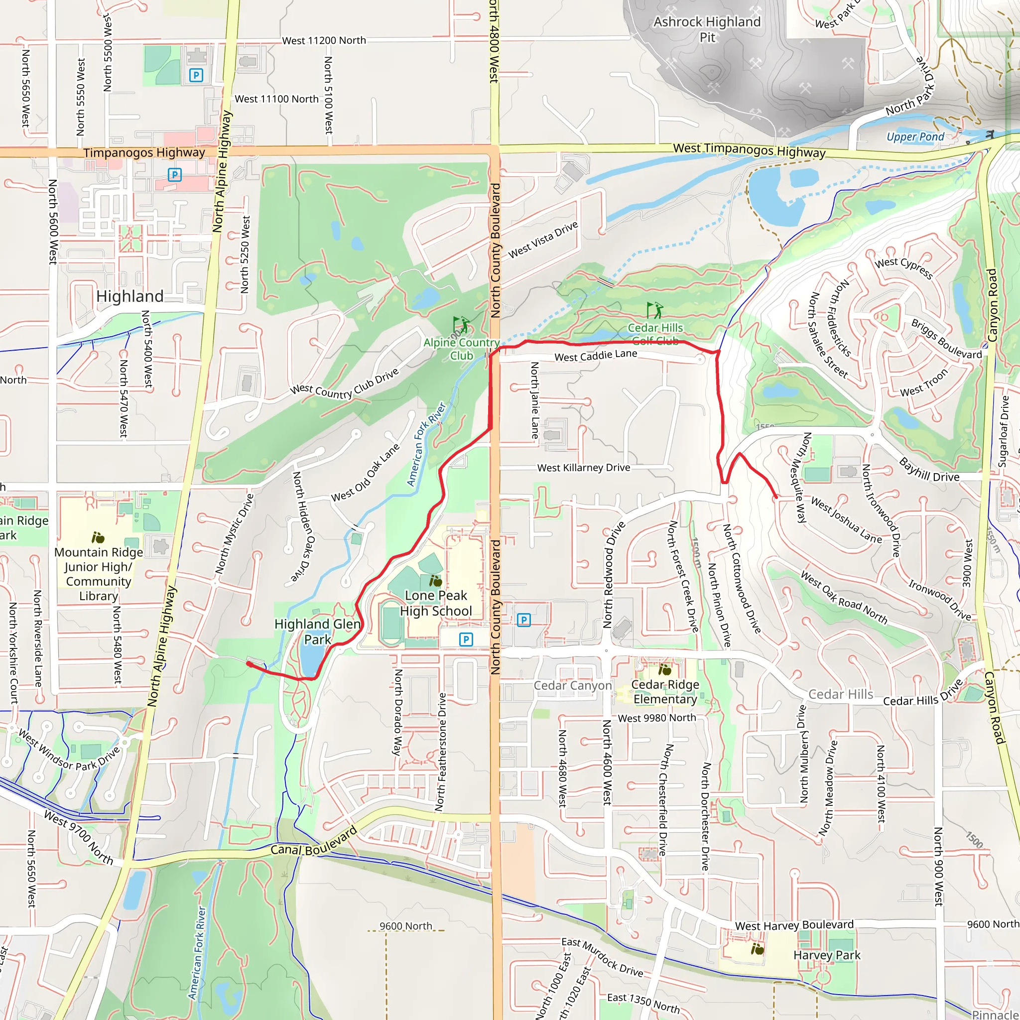 Cedar Hills Parkway mobile static map