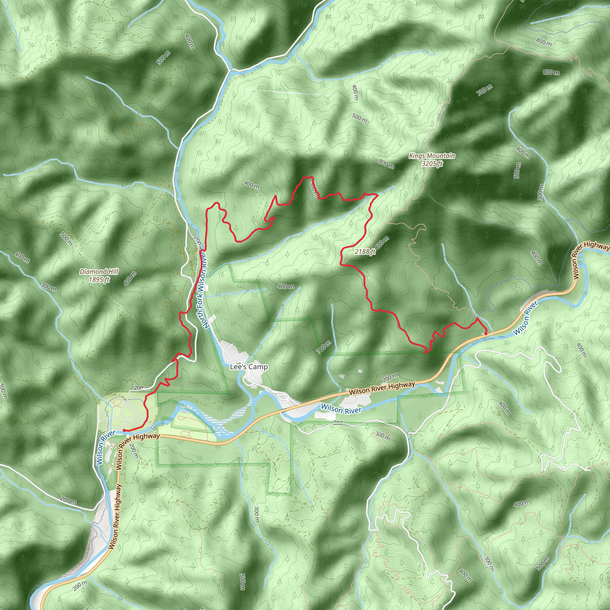 Old Wilson River and Wilson River Trail mobile static map