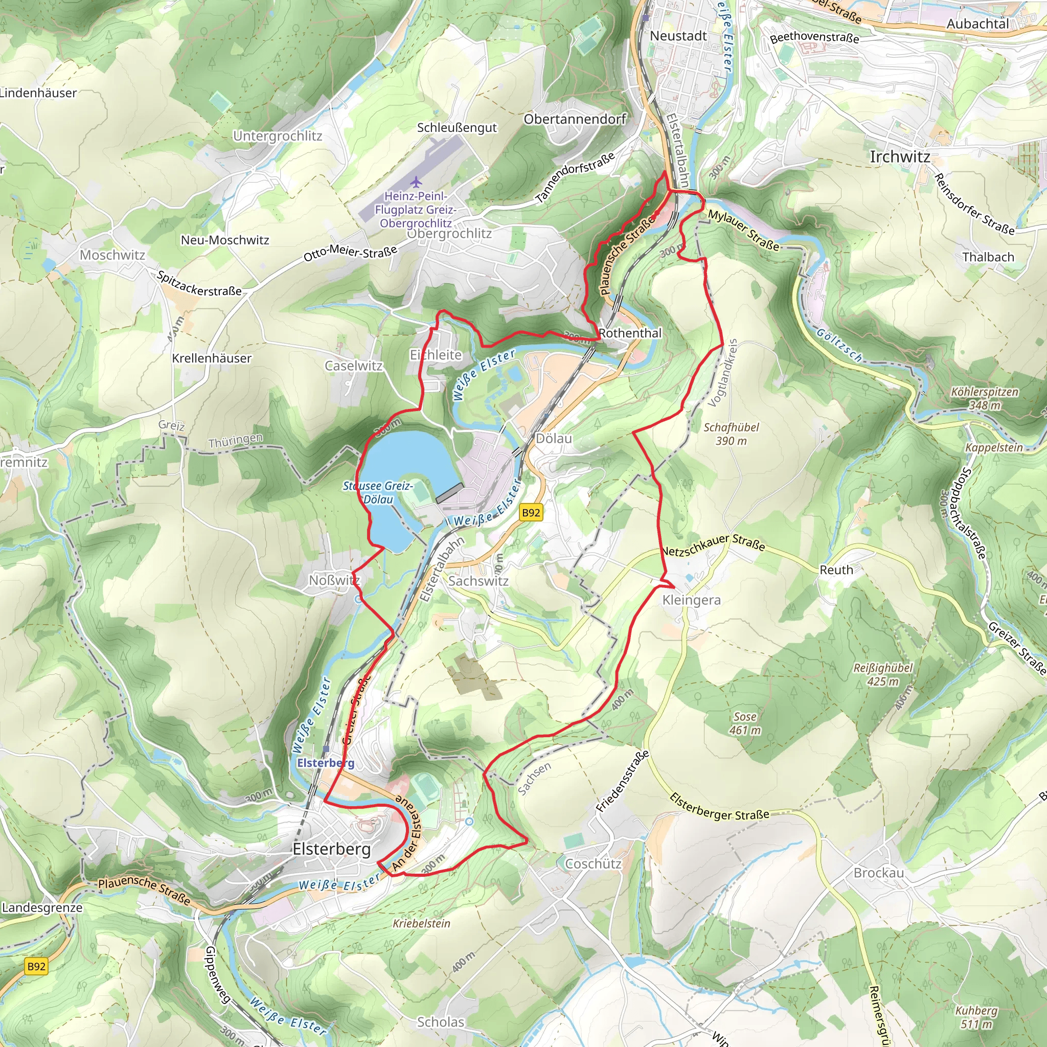 Stausee Greiz Doelau via Vogtland Weg mobile static map