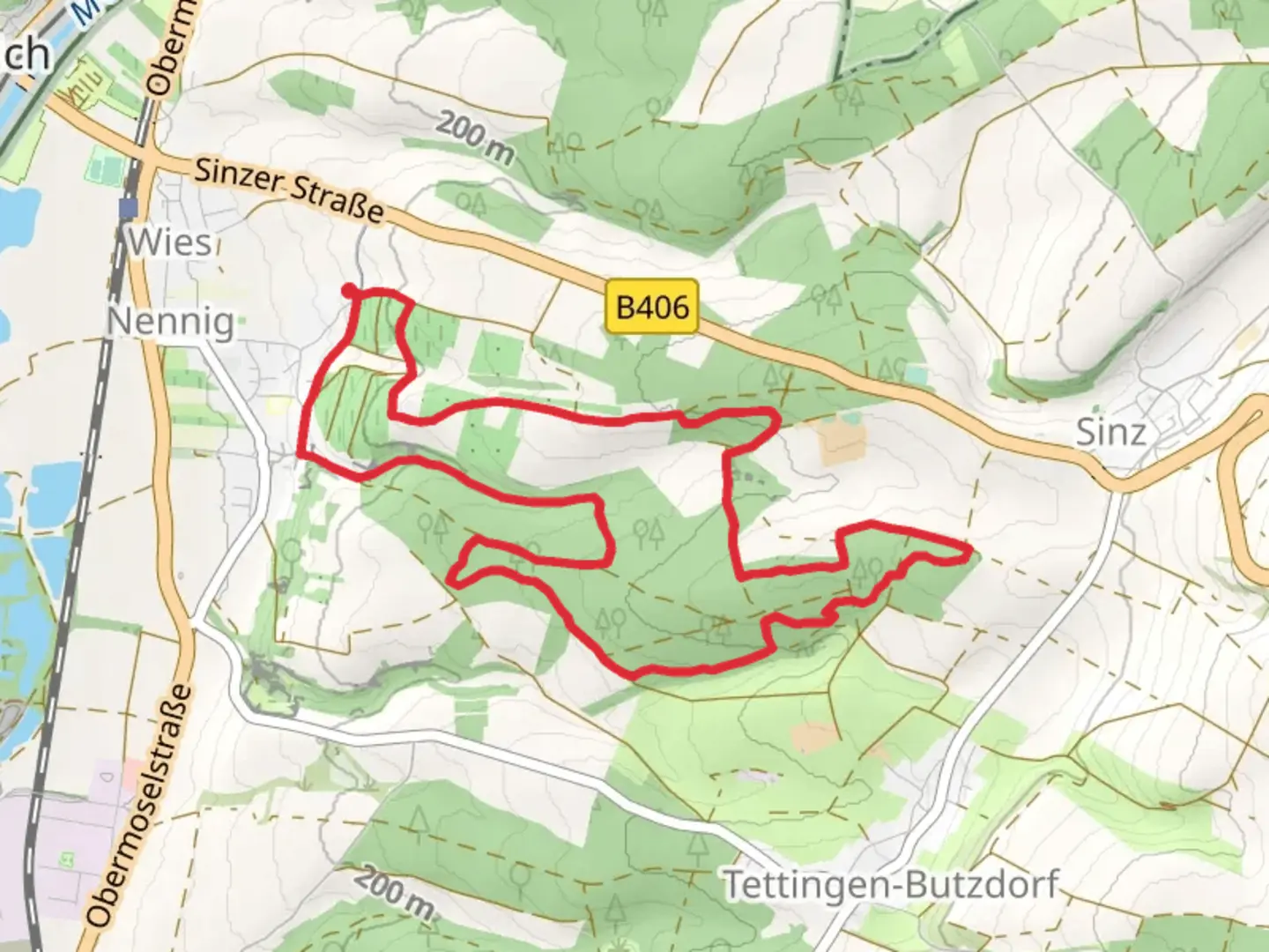 An image depicting the trail Lateswald Loop via Dolinenweg and its surrounding area.