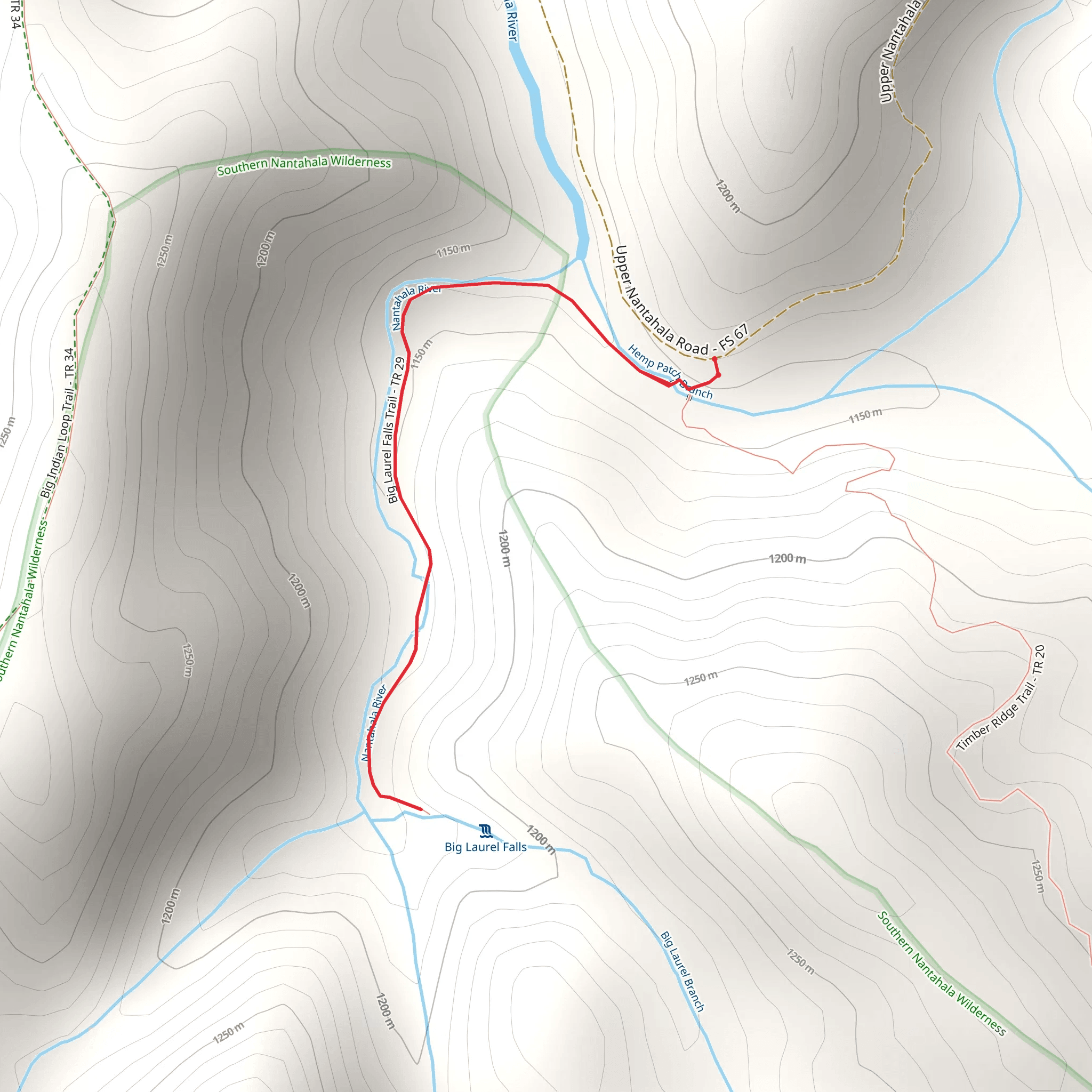 Big Laurel Falls Trail mobile static map